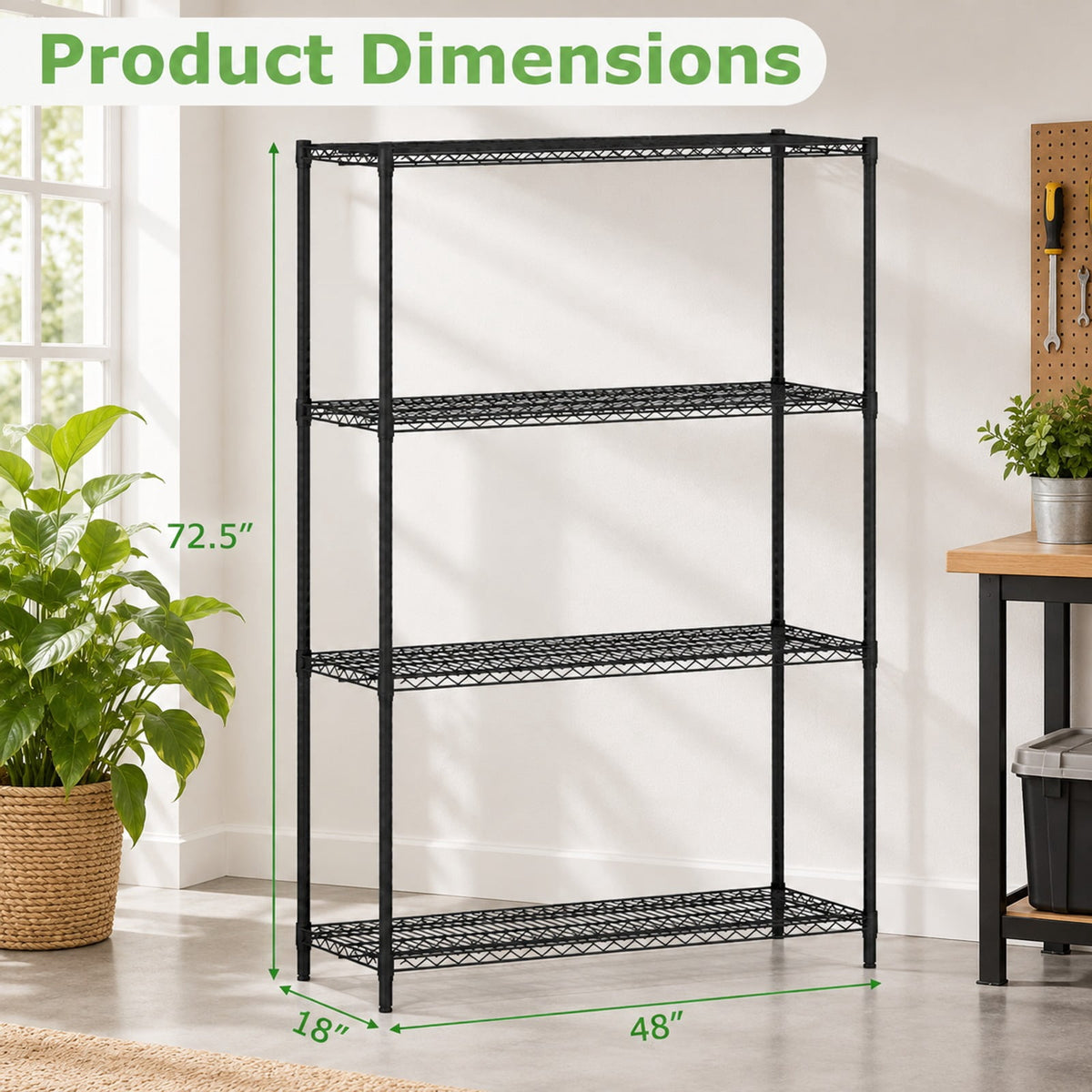 Airfind Set of 2 4-Tier Metal Storage Shelving Unit with V-Shaped Wire Rack, 3200 lbs Capacity, Metal Frame, 48 x 18 x 72.5 Total Footprint