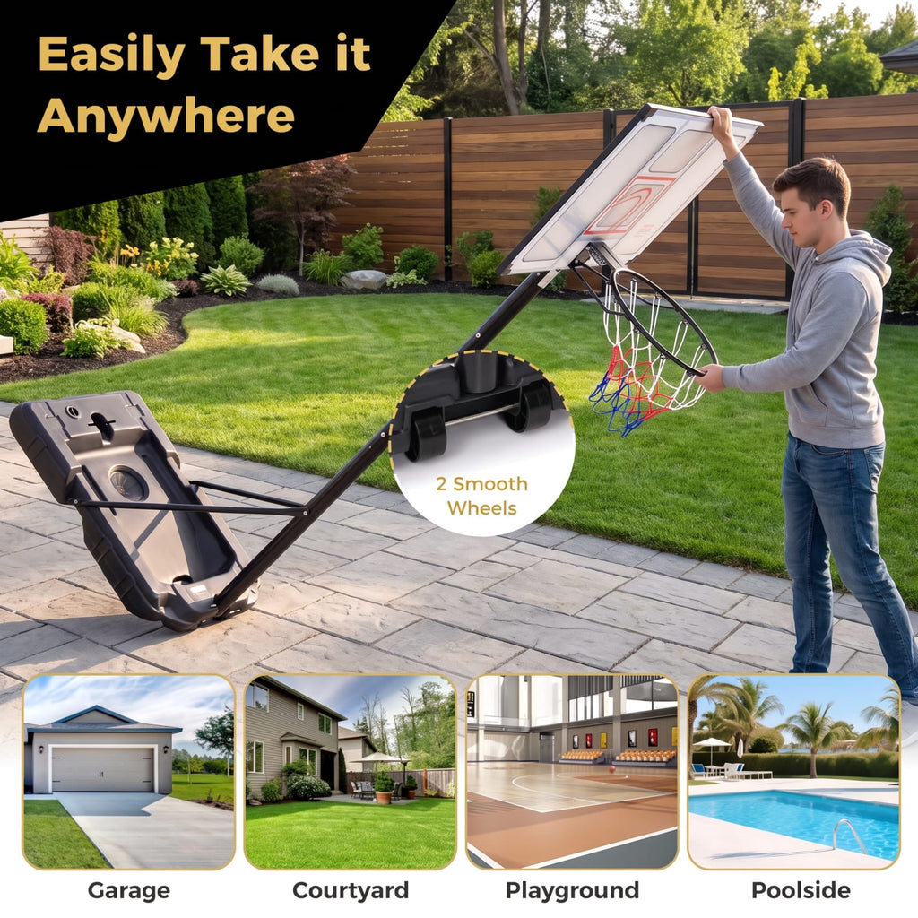 Airfind Portable Basketball Hoop with 4.1 to 10 Foot Adjustable Height Shatterproof PC Backboard and Heavy Duty Fillable Base for Adults, Black