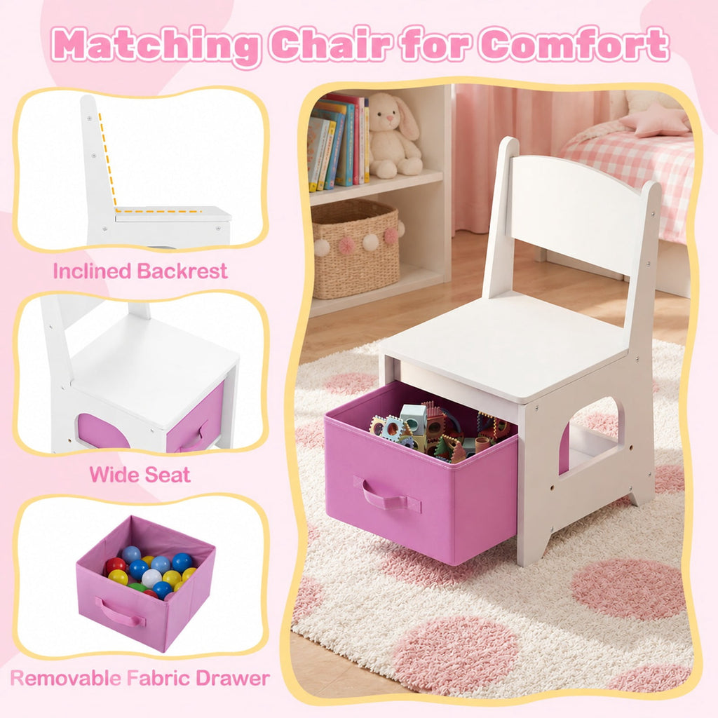 Airfind Kids Vanity Set Princess Girls Makeup Vanity Desk with Chair and 3-Color LED Lighted Mirror, 45 lbs Capacity, MDF Frame, White
