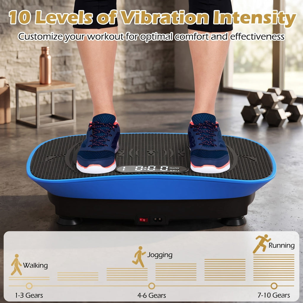 Airfind Whole Body Vibration Plate Exercise Machine for Lymphatic Drainage and Weight Loss, Vibration Platform with 10 Speed Intensities, LED Display and, Navy