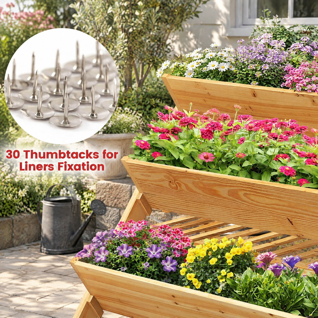 Airfind 3 Tier Wooden Vertical Raised Garden Bed with Storage Shelf, Fir wood Frame, 47 x 30 x 32 Footprint, Natural