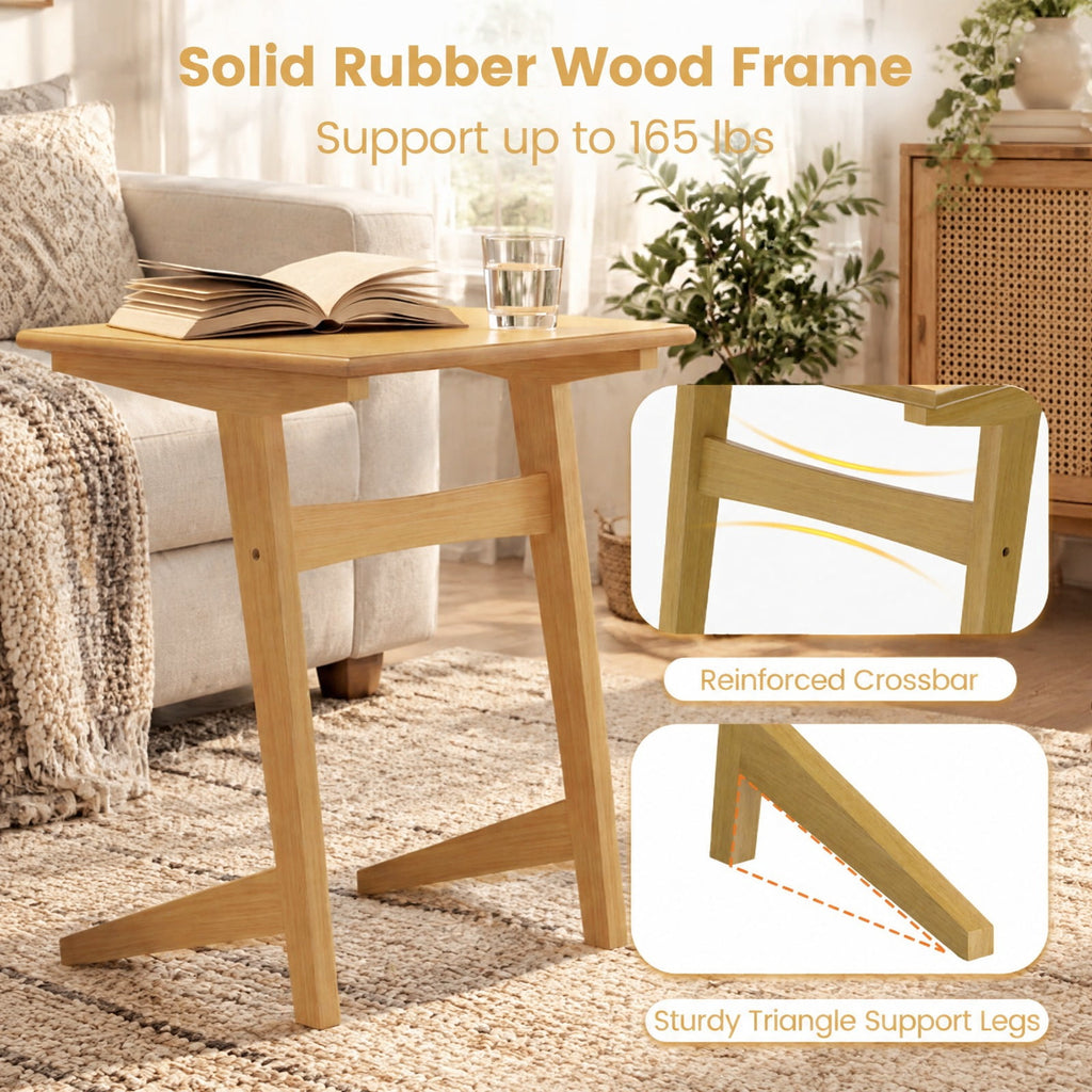 Airfind 1 Piece Wood Sofa Side Table C, 165 lbs Capacity, Rubber Wood MDF Frame, 20 x 18 x 24.5 Footprint, Wood