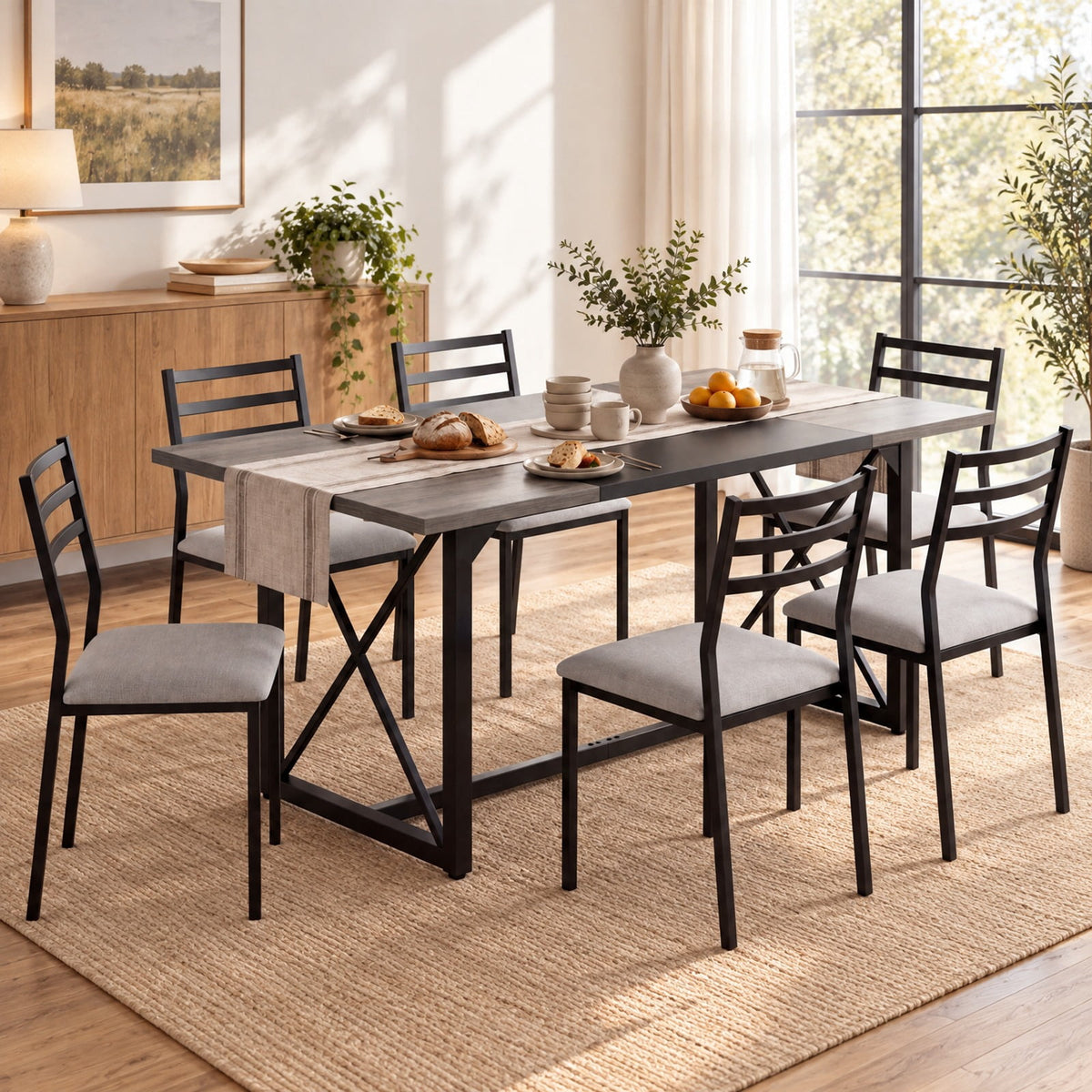 Airfind 6FT Conference Table with Power Outlets Seats 6-8 People for Office, 310 Lbs Capacity, Engineered Wood Metal, Natural