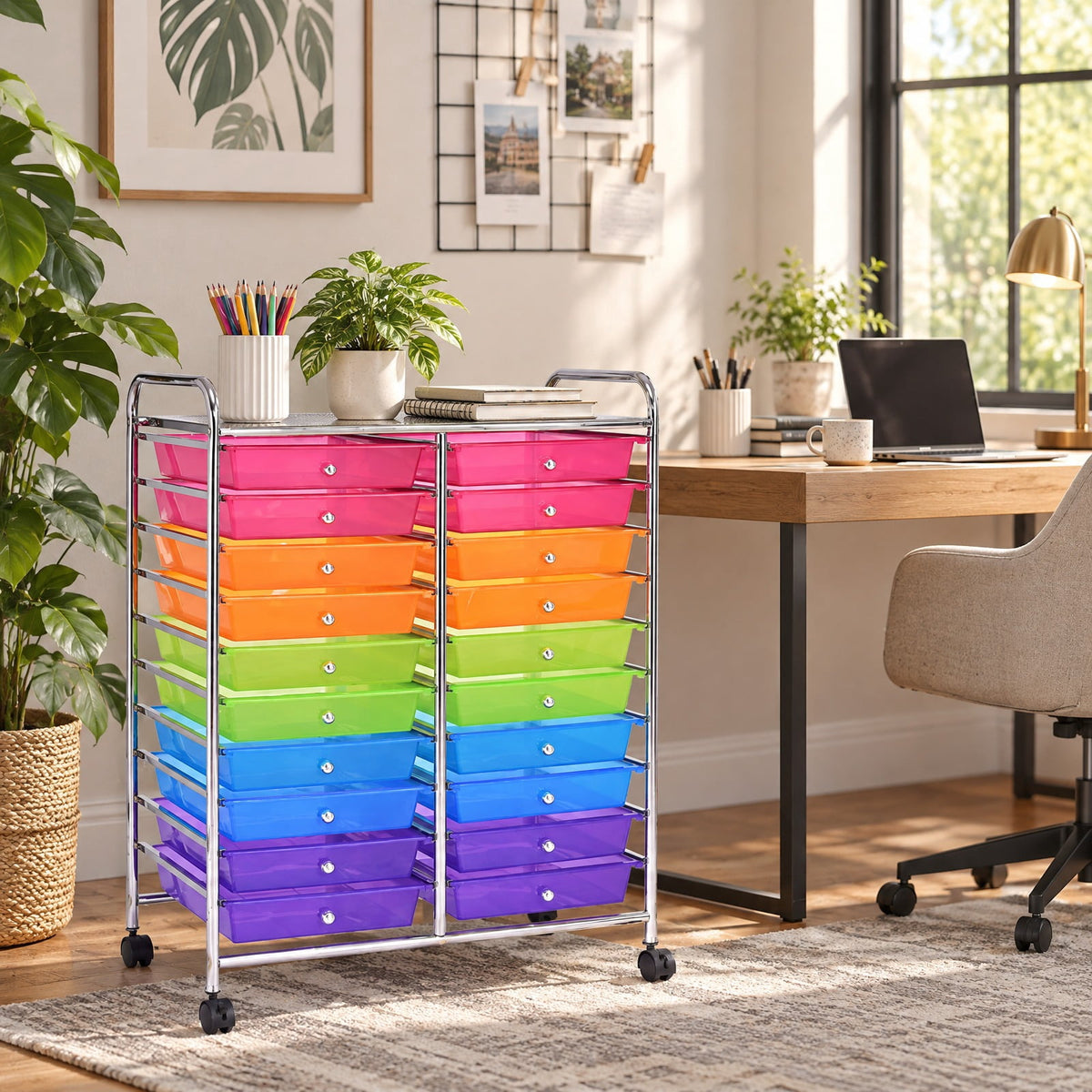 Airfind 20 Drawers Storage Rolling Cart Studio Organizer, Steel Frame, 25 Inch x15 Inch x 34 Inch Footprint, 20 removable drawers for storage and classify
