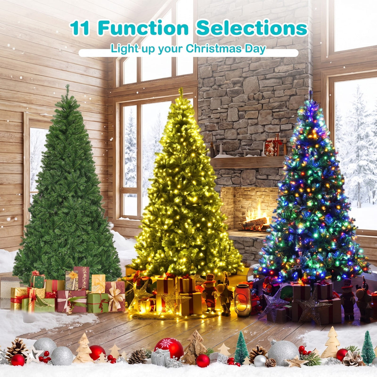 Airfind Artificial Premium Hinged Christmas Tree-8 Feet, PVC Frame, 0.9in x 1.6in x 2in Footprint, Green Adapter: UL-certified