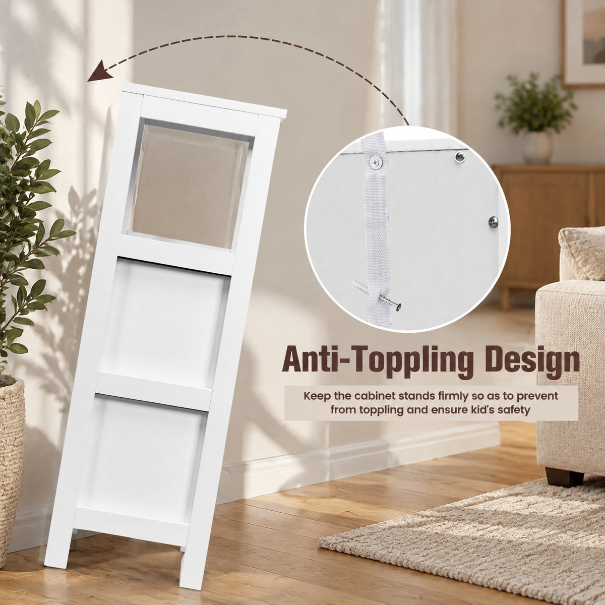 Airfind Floor Cabinet Multifunction Storage Rack Stand Organizer, 11 lbs Capacity, P2 MDF NC paint, 12 x 12 x 35, White