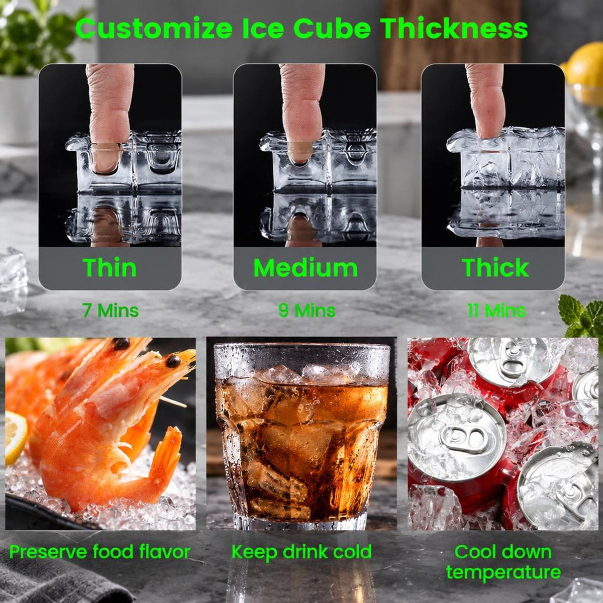 Airfind Free-Standing Built-In Undercounter Ice Maker, Stainless Steel PP Zinc-Plated Sheet ABS for Convenient Everyday Use, Silver