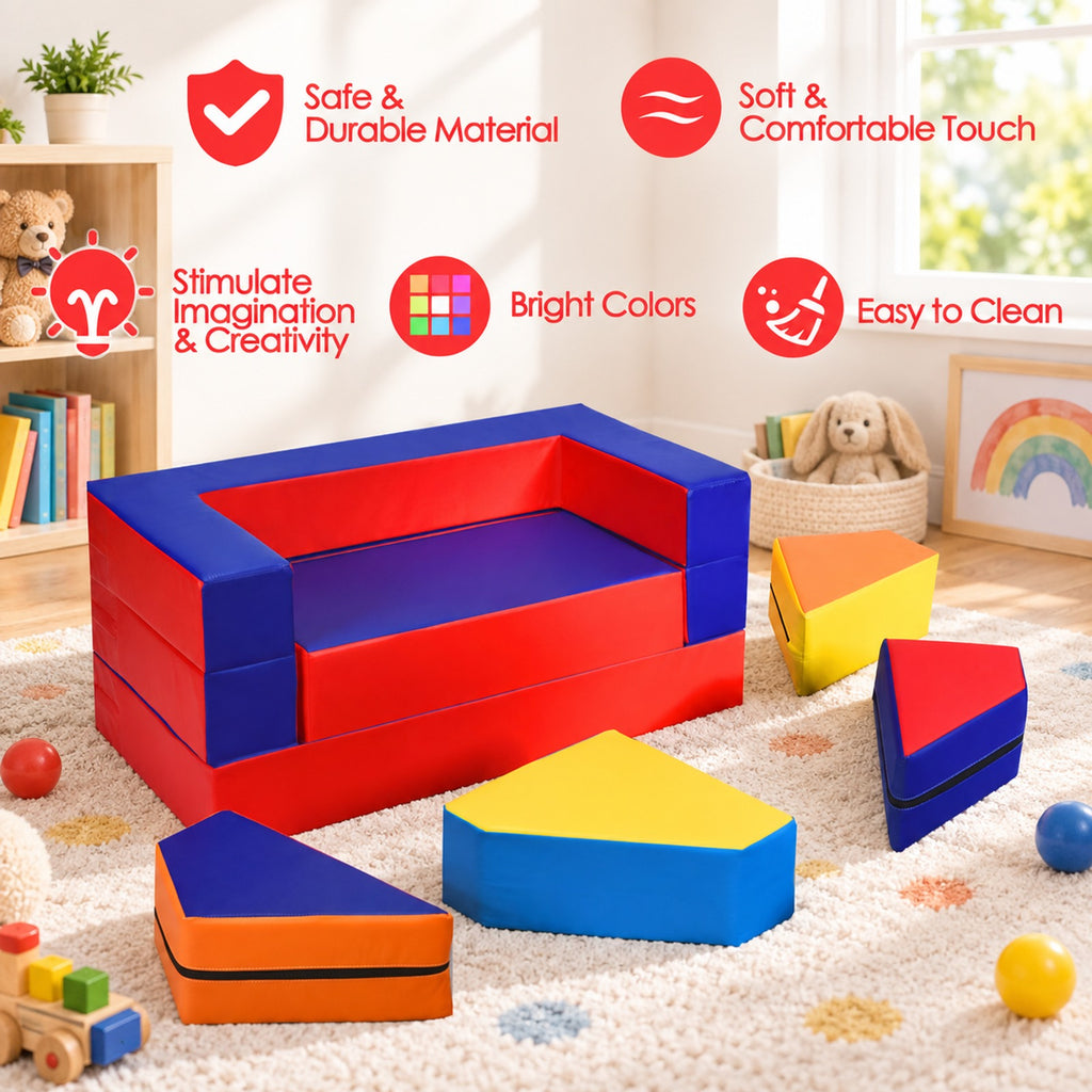 Airfind 8 Pieces 4-in-1 Crawl Climb Foam Shapes Youth Youth Playset, PU Epe, 59 Inch X 39.5 Inch X 6 Inch, Multicolor for Home, Patio and Everyday, Multicolor