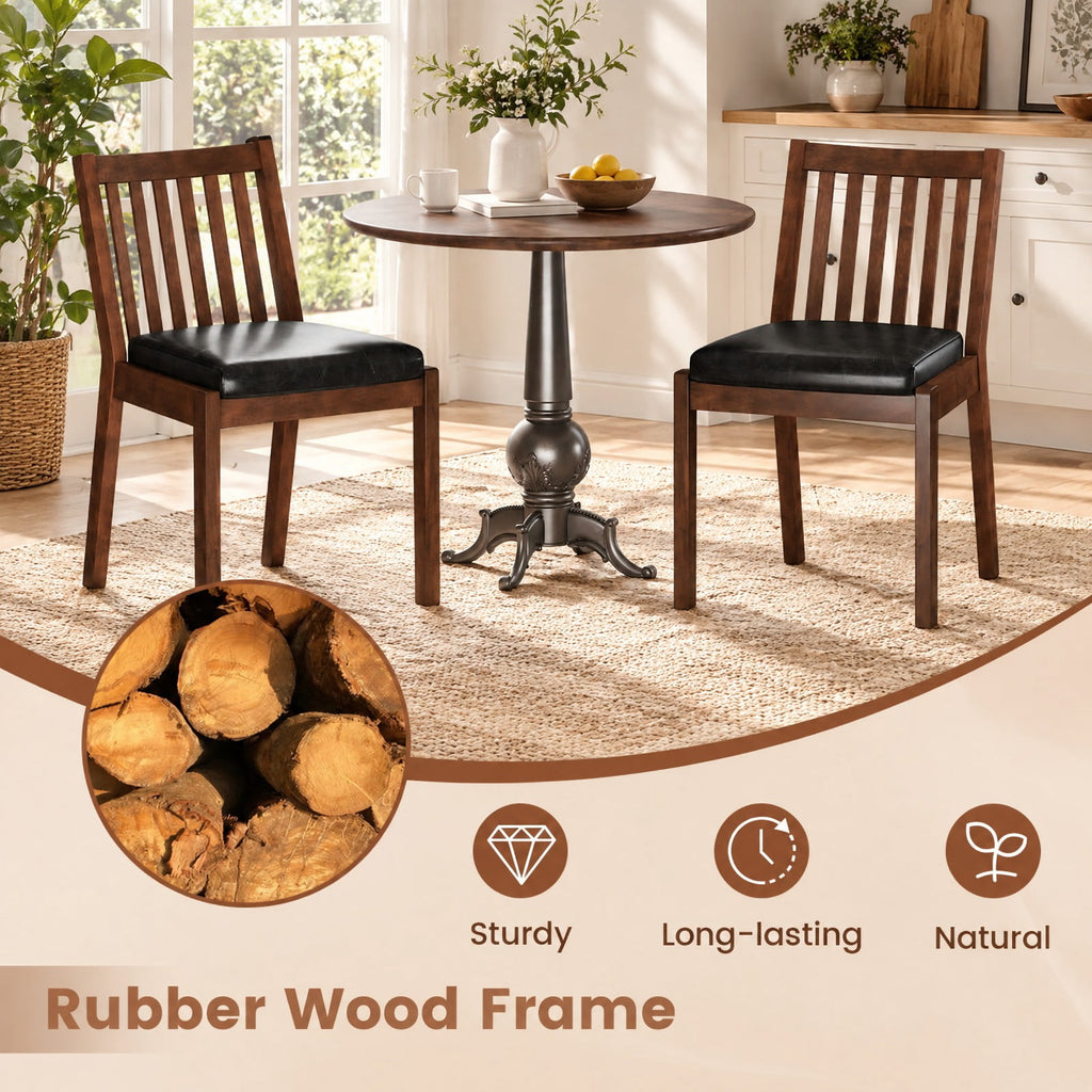 Airfind PU Leather Upholstered Dining Chair with Padded Seat Set of 2, 400 lbs Capacity, Rubber Wood PU Leather Sponge Frame, Espresso