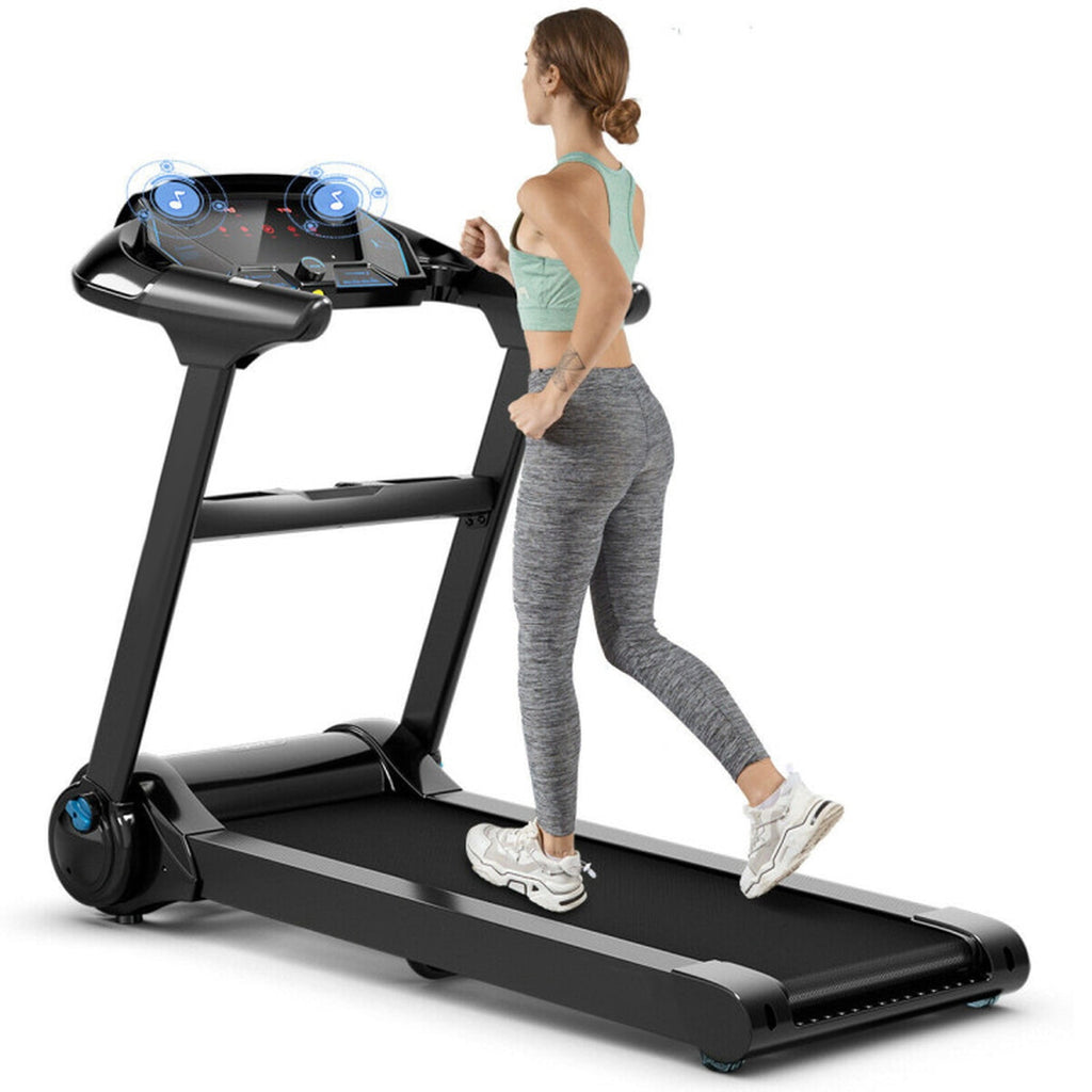 Airfind 2.25 HP Folding Treadmill with Audio Console Walking Treadmill for Home with Cushioned Deck and Transport Wheels Supports 265 lbs, Black