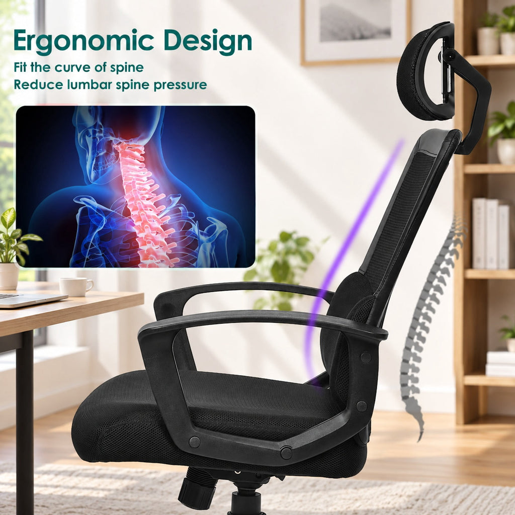 Airfind Mesh Office Chair High Back Ergonomic Swivel Chair, 265 lbs Capacity, Mesh PP PU steel sponge Frame, Black