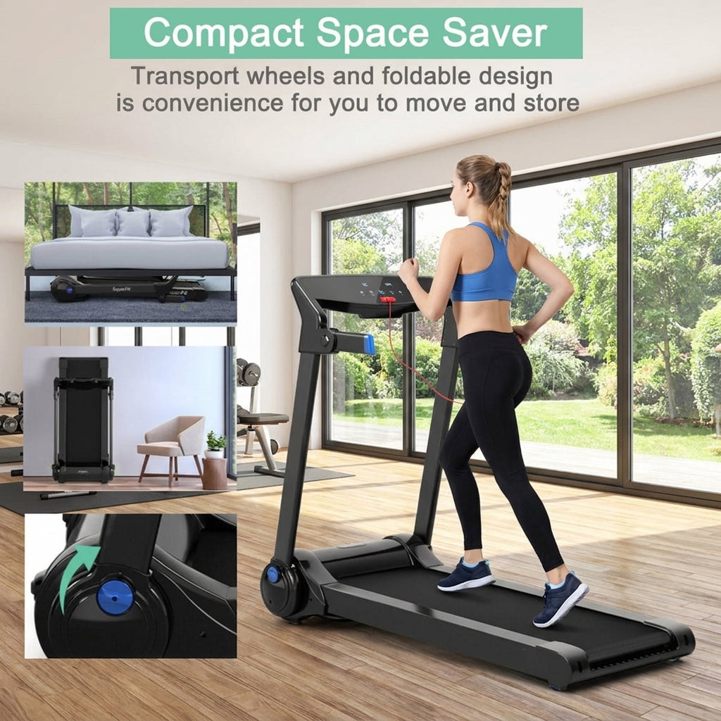 Airfind 3HP Folding Cardio Treadmill with Audio Console, Blue