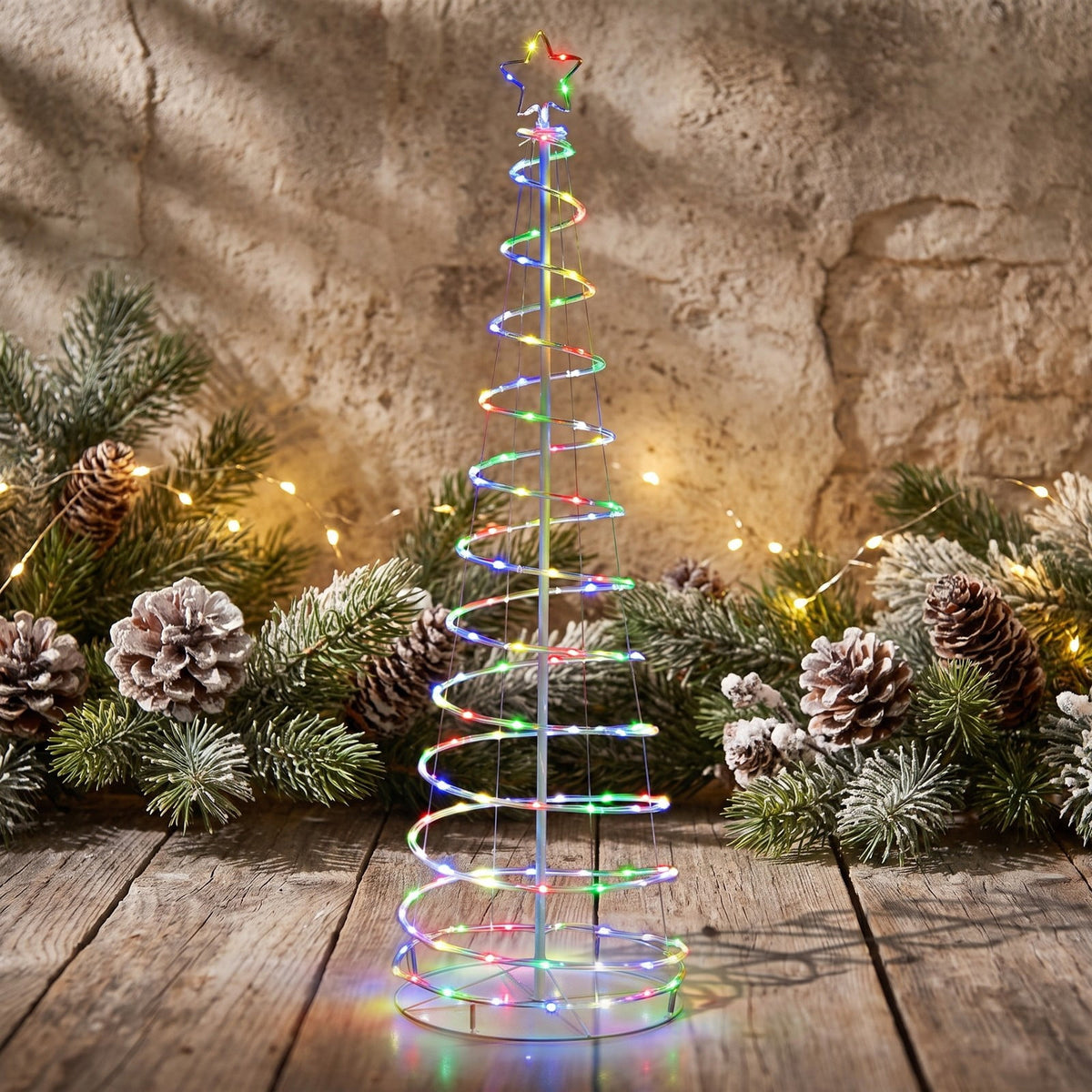 Airfind 6 Feet Light Up Spiral Christmas Tree with Tree Top Star, PVC Metal Tree Height: 6 ft Tree Width: 21.5in Frame, White