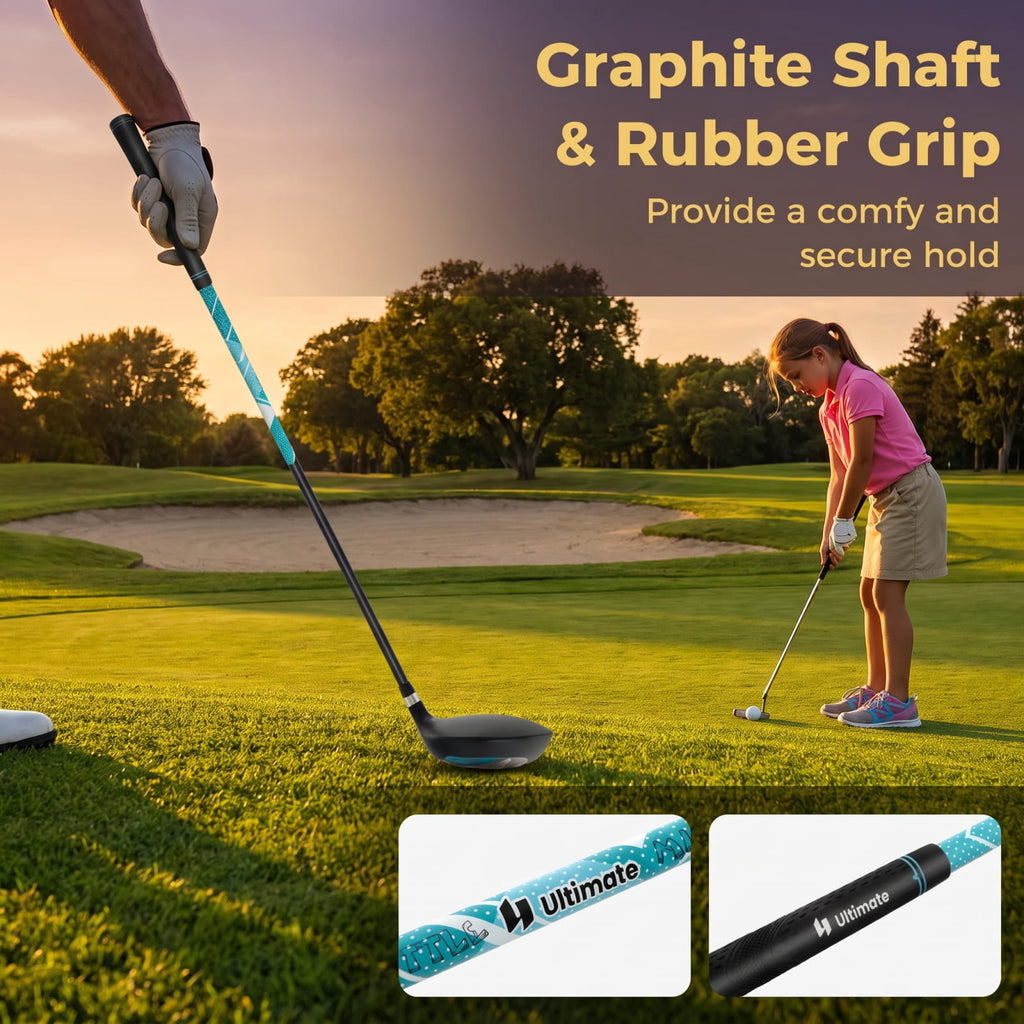 Airfind Junior Complete Golf Club Set for Kids Right Hand with Driver Irons Putter Stand Bag and Rain Hood Ages 8 to 10, Blue
