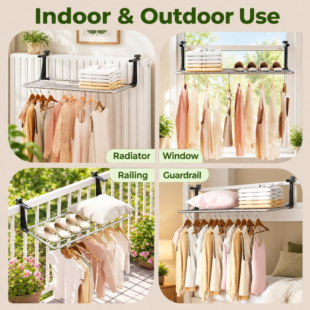 Airfind Portable Clothes Drying Rack Aluminum Towel Rack with Adjustable and Foldable Brackets, Aluminum Plastic Frame, 31 × 17 × 9 Footprint