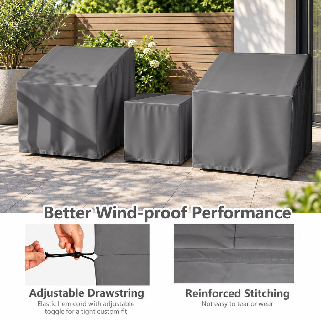 Airfind Patio Furniture Covers Waterproof Outdoor Conversation Covers for 3 Pieces Bistro Set, Polyester PU Frame, 32 x 30 x 24.5 Footprint, Gray