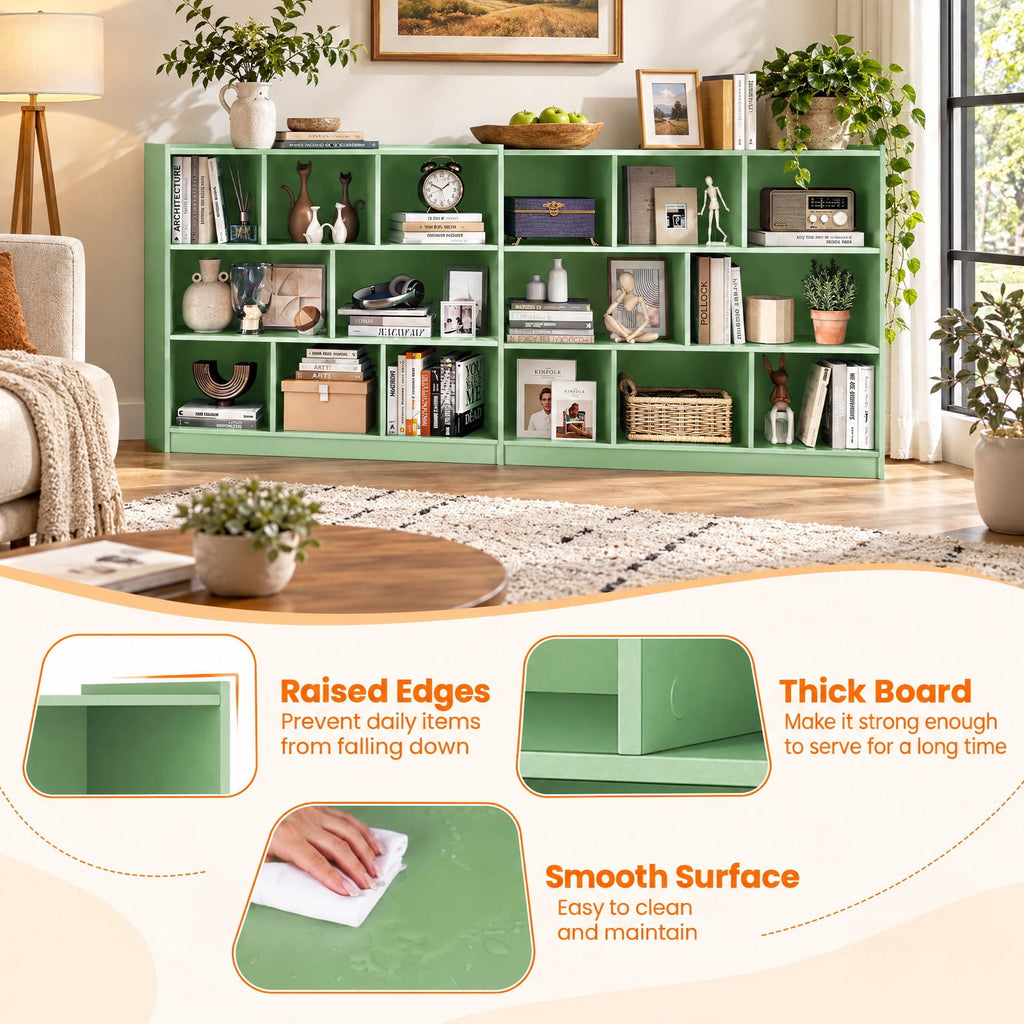 Airfind 3-Tier Open Bookcase 8-Cube Floor Standing Storage Shelves, 132 lbs Capacity, Engineered wood MDF Frame, 48 x 12.5 x 36.5 Footprint