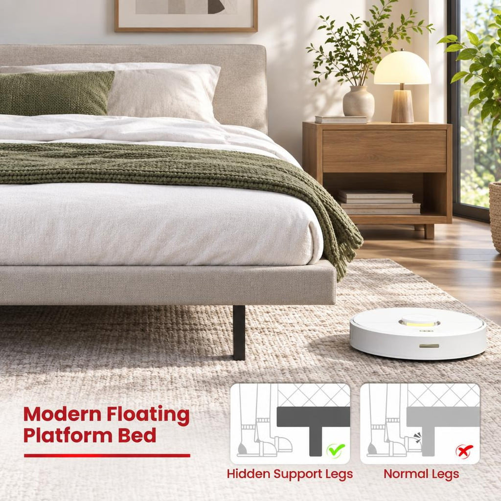 Airfind Full/Queen Size Floating Bed Frame with LED and Headboard and Charging Station, 660 lbs Capacity, 78.5 Inch x 55.5 Inch x 34 Inch Bed Platform Footprint