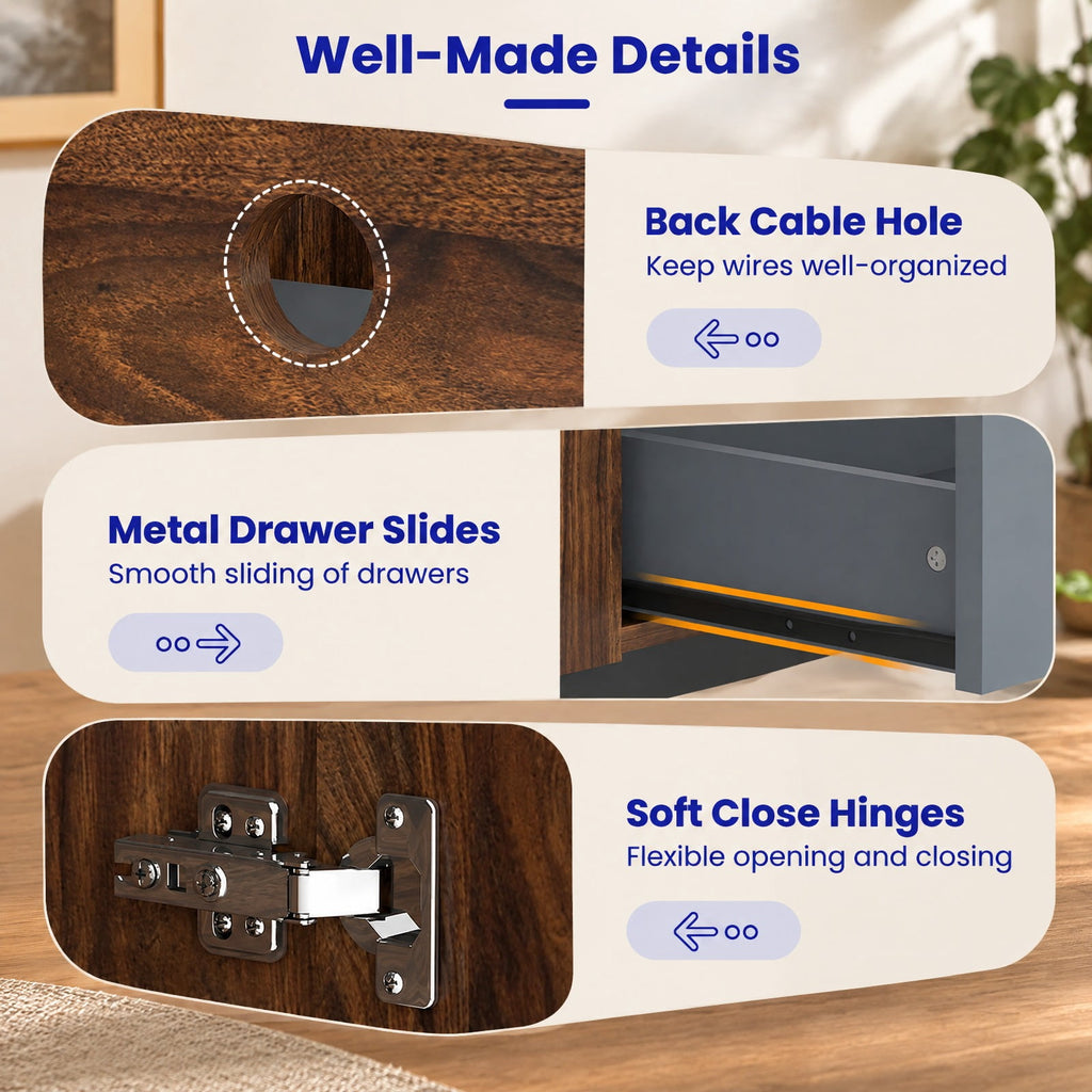 Airfind Modern Mid Century TV Cabinetfor TVs up to 82 with Drawer, 200 lbs Capacity, Engineered Wood MDF Metal Frame, 71 x 16.5 x 20 Footprint