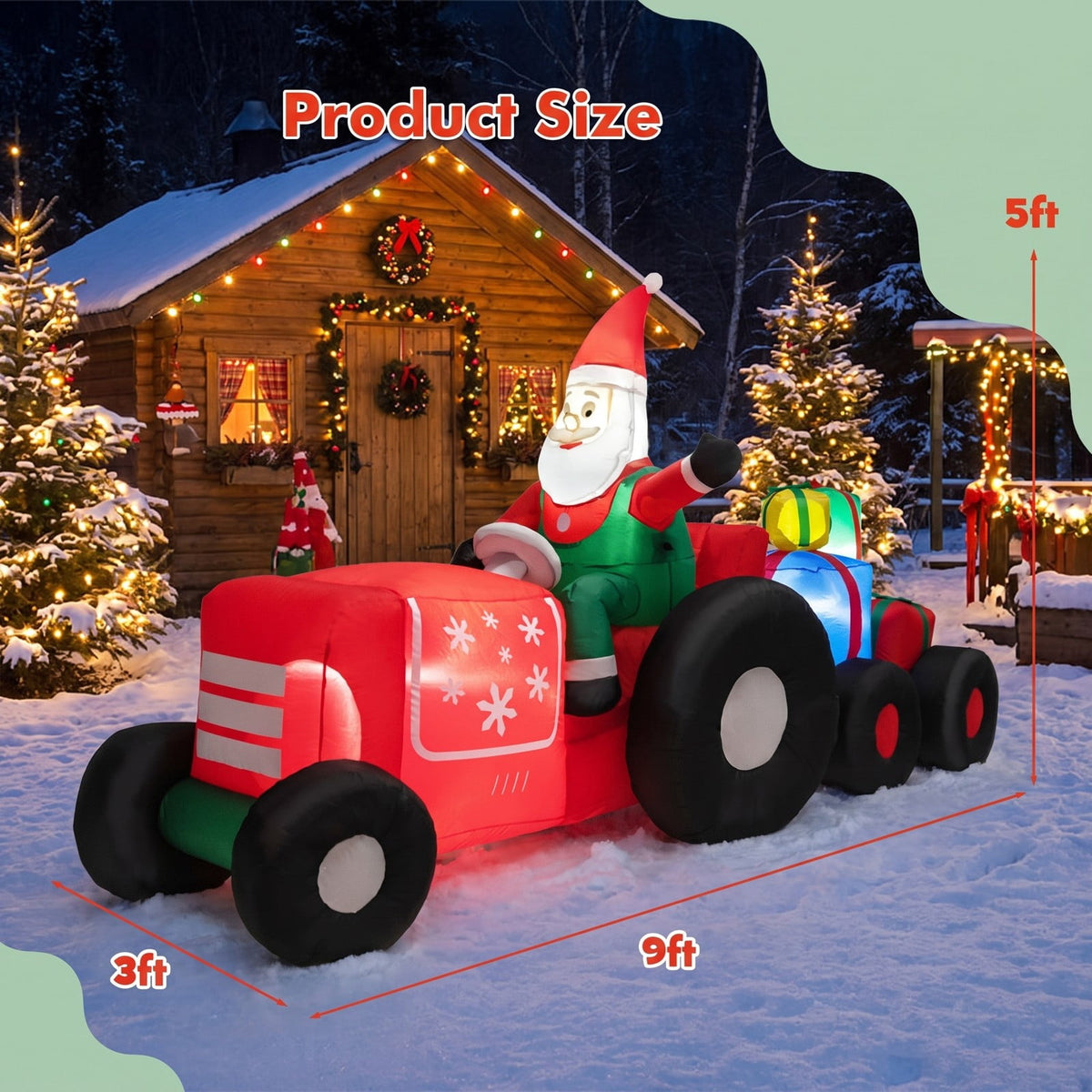 Airfind 9 Feet Long Christmas Inflatables Santa Claus Decoration with Gifts, Polyester, 9 x 3 x 5, As picture shows for Home, Patio and Everyday