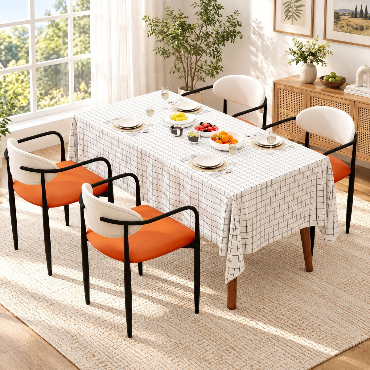Airfind Modern Dining Chairs Set of 2 with Padded Seat and Curved Back, 330 lbs Capacity, Metal Sponge PU Leather Plywood Frame, White