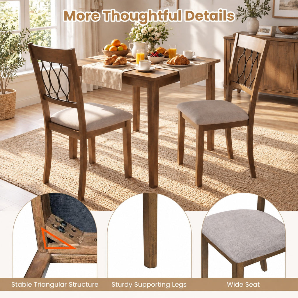 Airfind Set of 2 Dining Chair Fabric/Faux Leather Upholstered with Padded Seat, Chair 330 lbs Capacity, 19.5 x 22.5 x 38 Footprint, Brown
