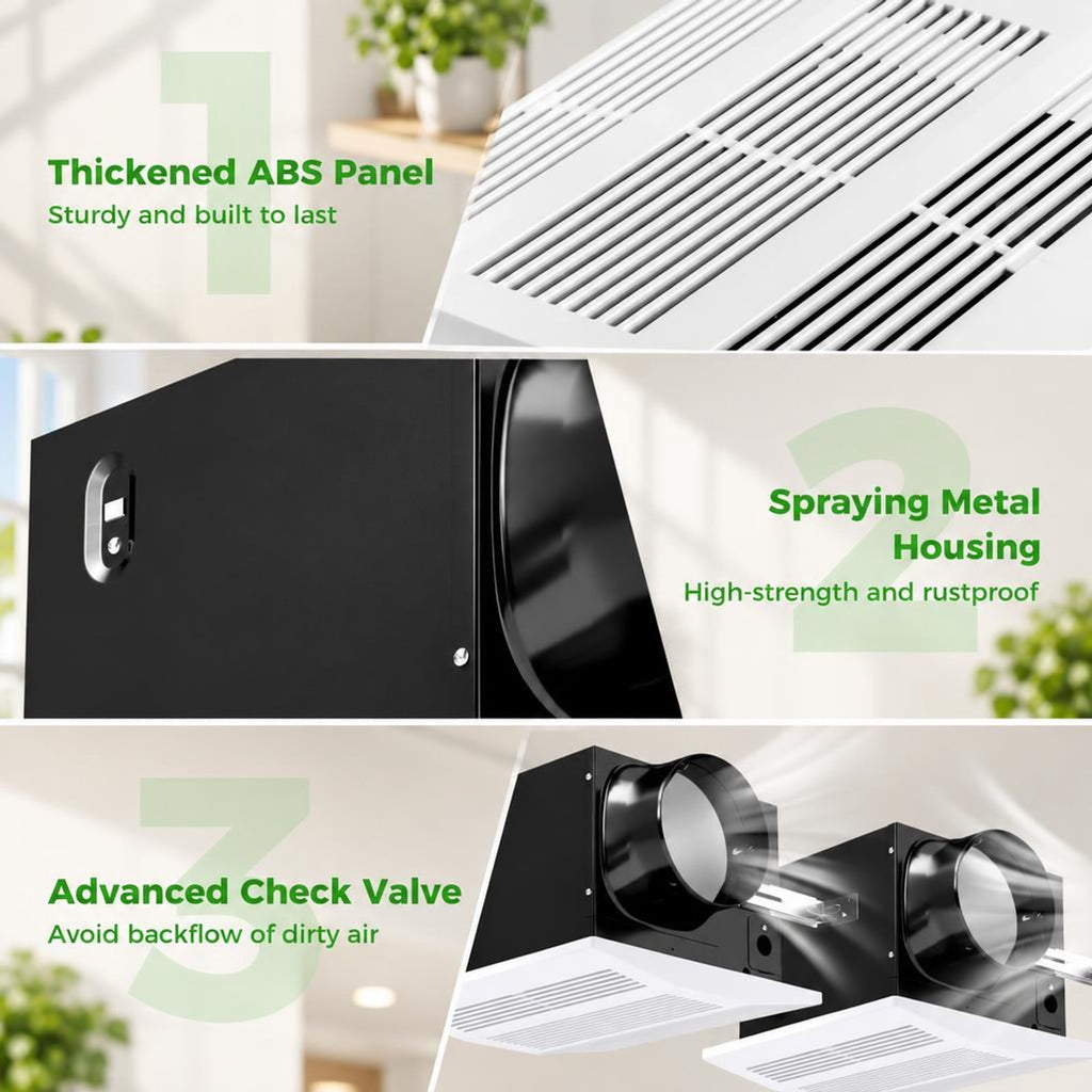 Airfind 200 CFM Bathroom Exhaust Fan with Metal Housing and 6 Inches Duct for 200 Sq.Ft, 14.3 x 12.7 x 9Fan Housing Footprint