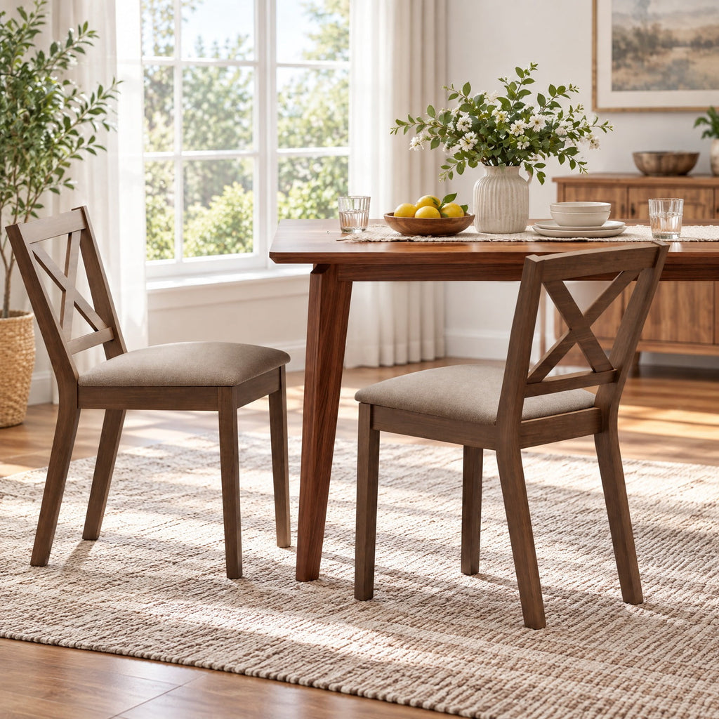 Airfind Dining Chair Set of 2 Modern Kitchen Chair with Upholstered Seat, Brown, The stable structure ensures a weight capacity of up to 400 lbs