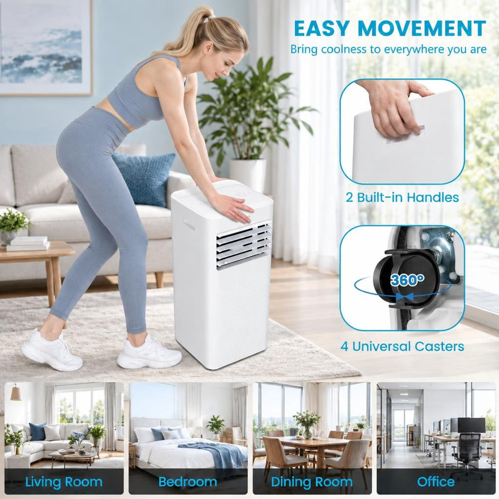 Airfind 4-in-1 8000 BTU Air Conditioner with Cool Fan Dehumidifier and Sleep Mode, Abs, Built in 4 Modes 2 Fan Speeds and 1-24H Timer, White