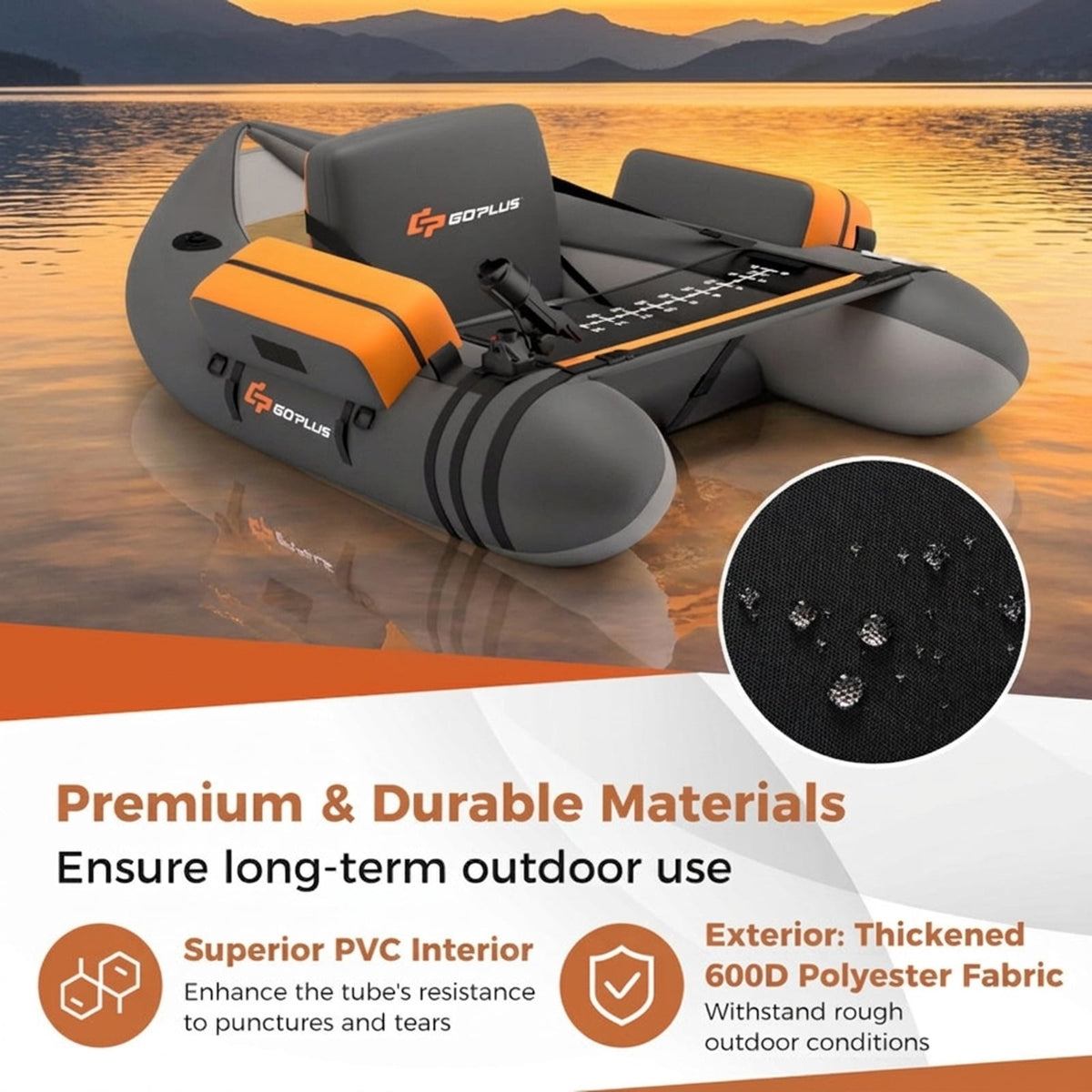 Airfind Inflatable Float Tube for Fly Fishing with Storage Pockets, Gray