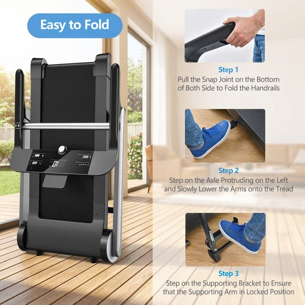 Airfind Walking Treadmill for Home with Adjustable Speed 0.6 to 8 MPH and Shock Absorption Belt and USB Port and Transport Wheels Folding Treadmill, Dark