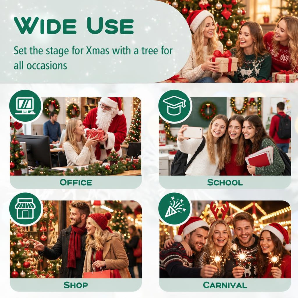 Airfind 8 Feet Pencil Christmas Tree with 671 Memory Wire Branch Tips and Upgraded Metal Stand, PVC Metal Frame, Green