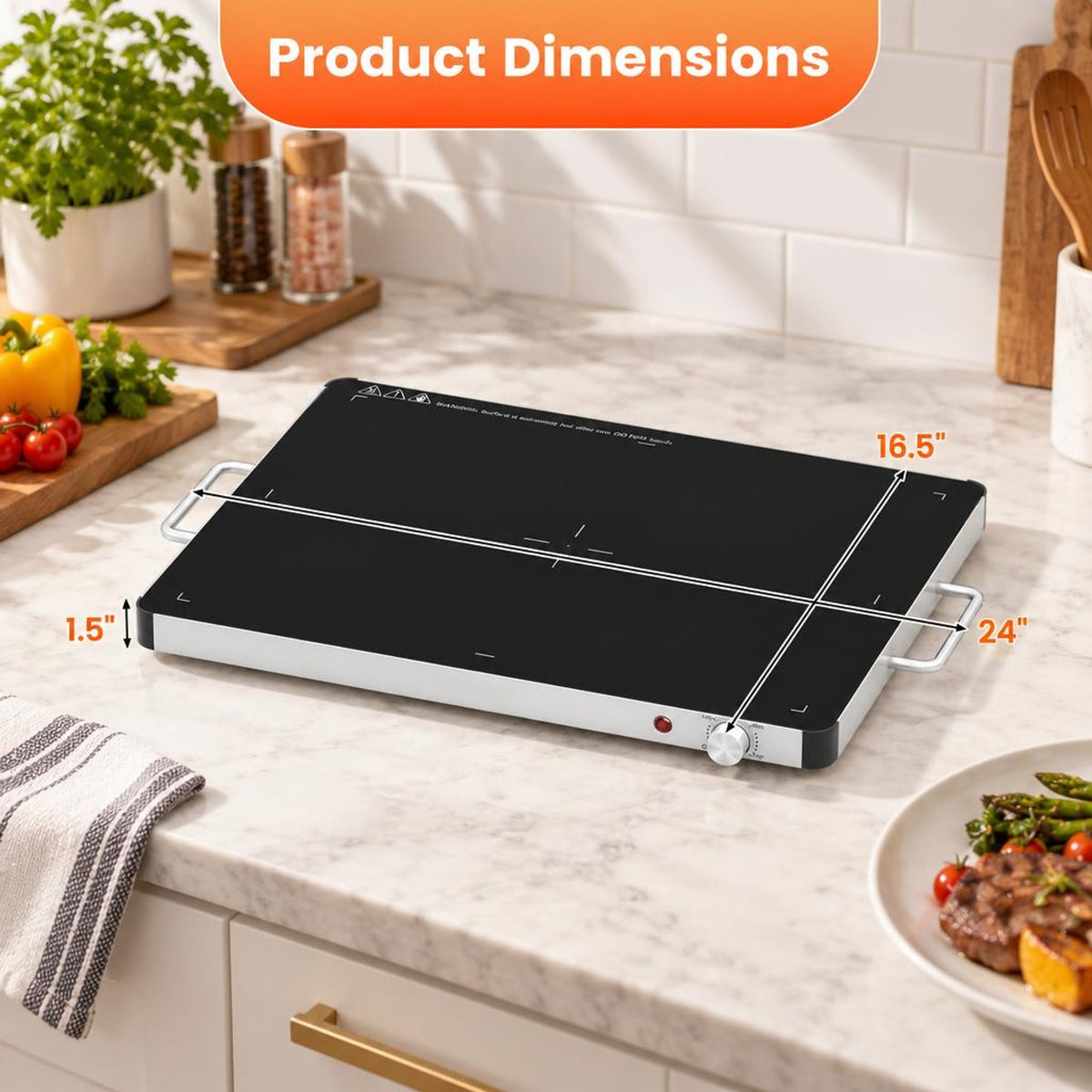 Airfind Electric Warming Food Warmer with Adjustable Temperature Control and Overheat Protection, 24 x 16.5 x 1.5Length of Footprint