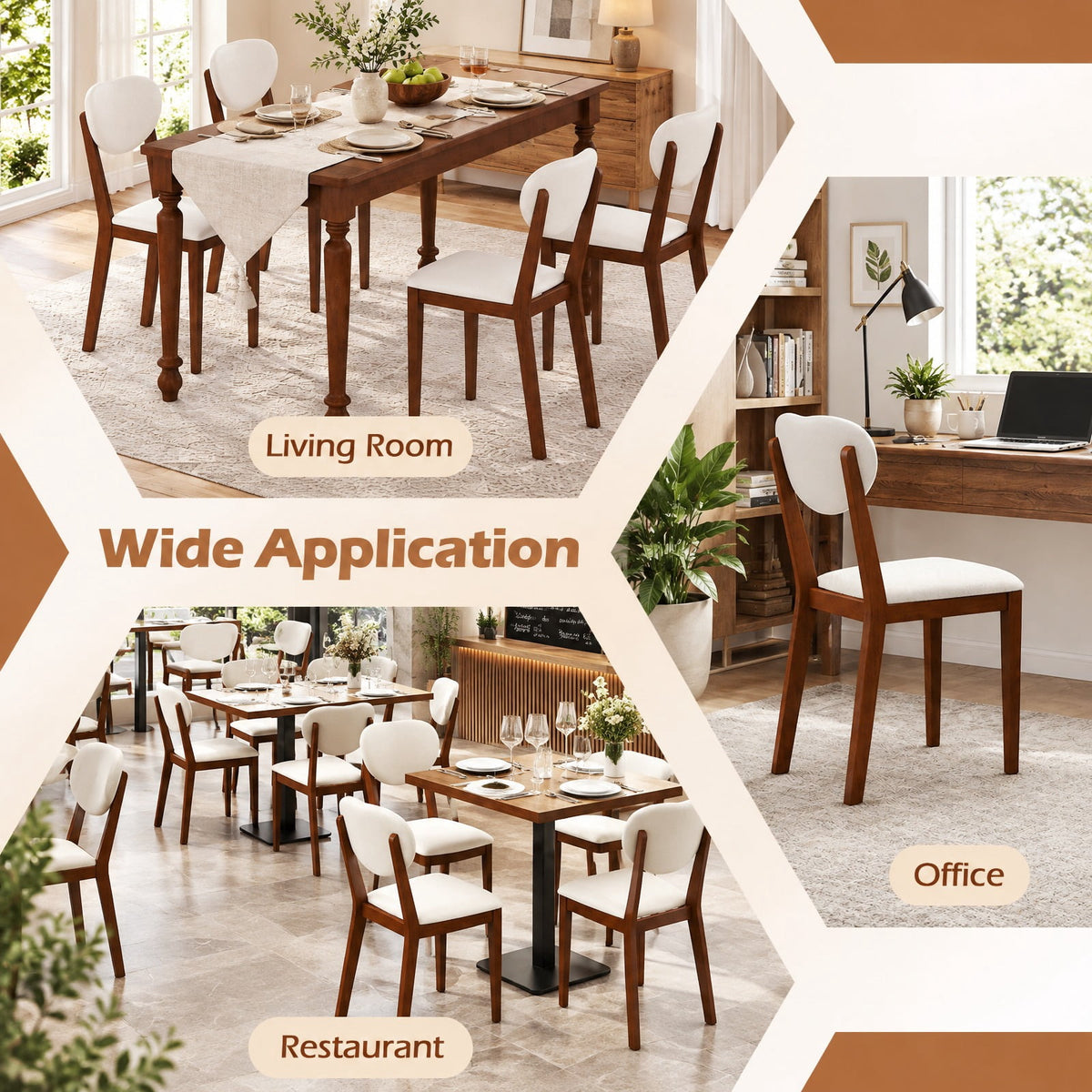 Airfind Sherpa Dining Chairs Set of 4 with Rubber Wood Legs for Dining Room, 400 lbs Capacity, Faux Sherpa Fabric Rubber Wood Frame, Walnut