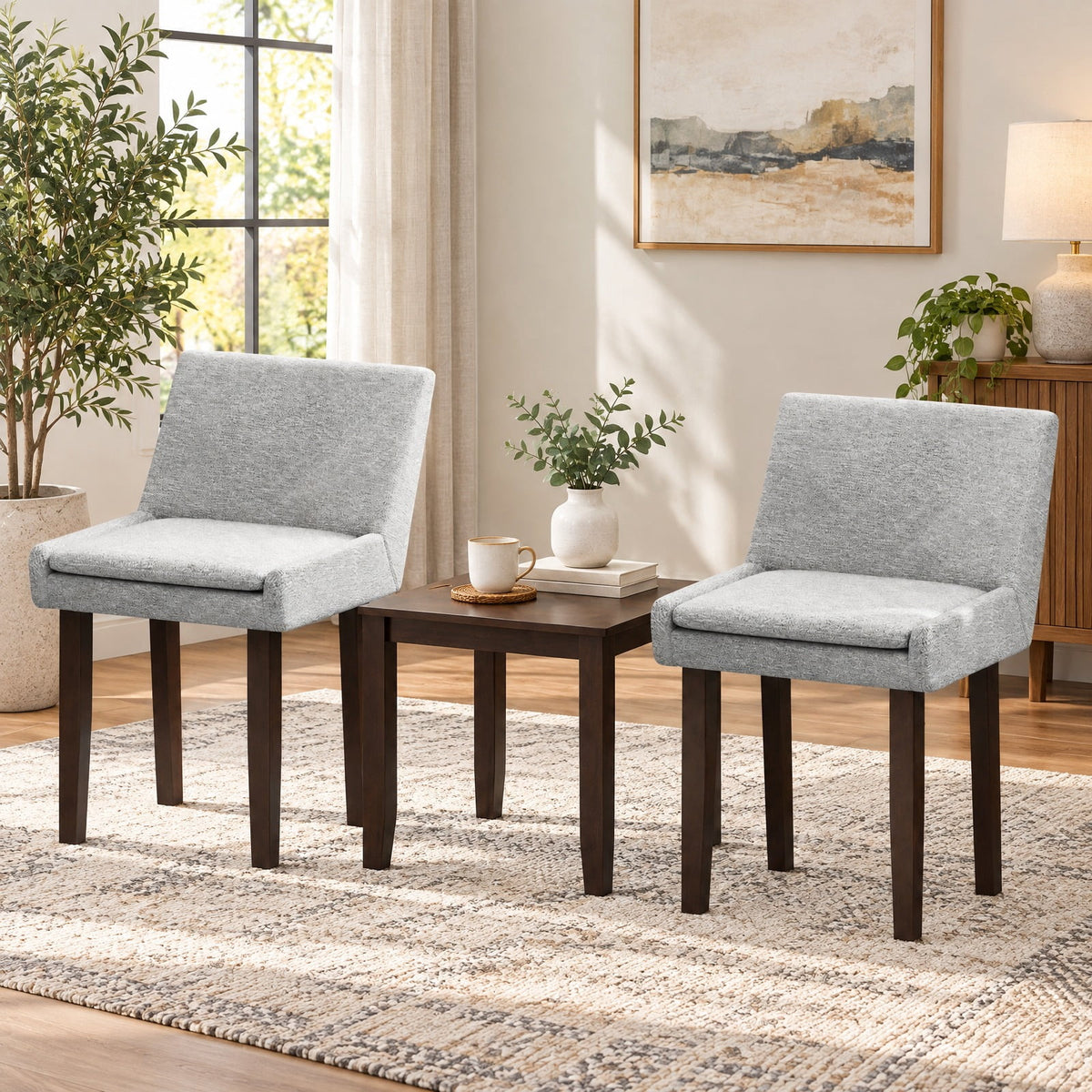 Airfind Modern Upholstered Fabric Side Leisure Chair Set of 2, 350 lbs Capacity, 24 x 21 x 32.5 Footprint, Gray