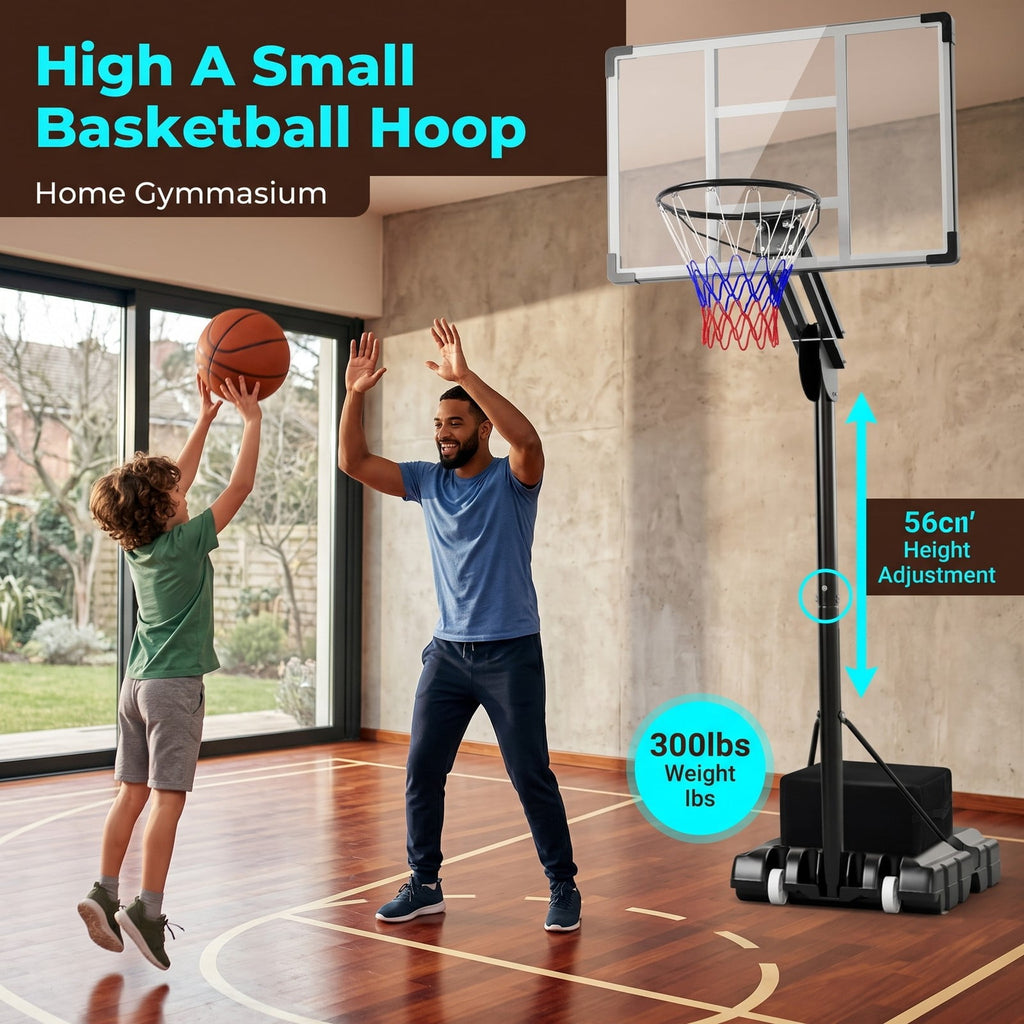 Airfind Portable Basketball Hoop System, 4.9-10 FT Height Adjustable Basketball Goal with Shatterproof Backboard, Fillable Base Weight Bag, 2 Wheels for Kids, Black