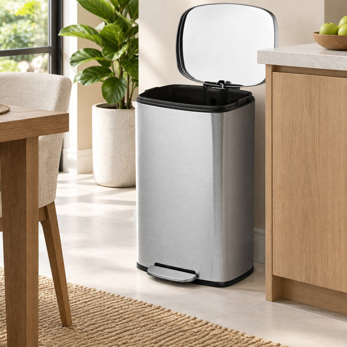 Airfind 13.2 Gallon Stainless Steel Trash Garbage Can with Bucket, PP steel stainless Frame, 17in x 12in x 26in (L x W x H) The Footprint, Silver Main