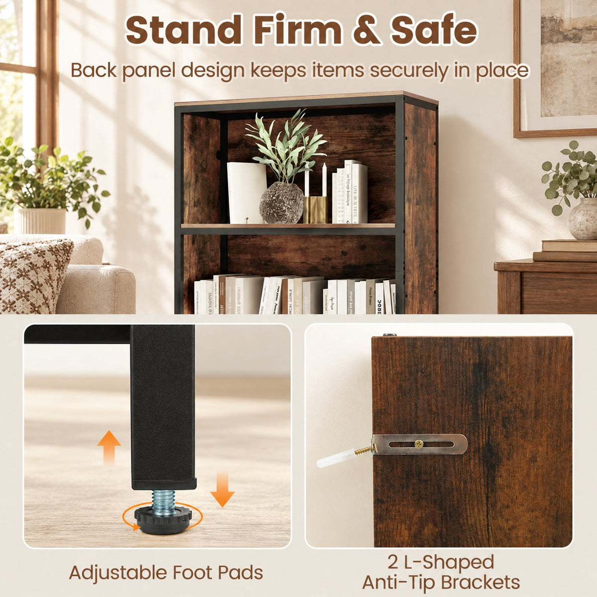 Airfind 56in Tall Freestanding Bookcase with Drawer 5 Tier, 44 lbs Capacity, Engineered Wood Metal Frame, 27in x 12in x 56in Footprint
