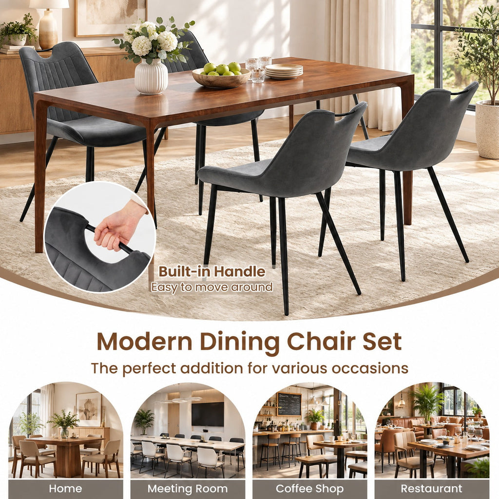 Airfind Dining Chair Set of 4 Faux Leather Upholstered Kitchen Chairs with Metal Legs, 330 lbs Capacity, PU Leather Sponge Metal GR/TU Frame, Gray