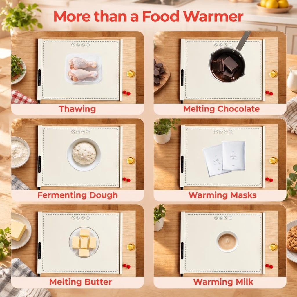 Airfind Food Warming Mat Rollable and Portable Electric Warming Tray with Fasting Heating, Silicone ABS Unfolding Frame, Beige