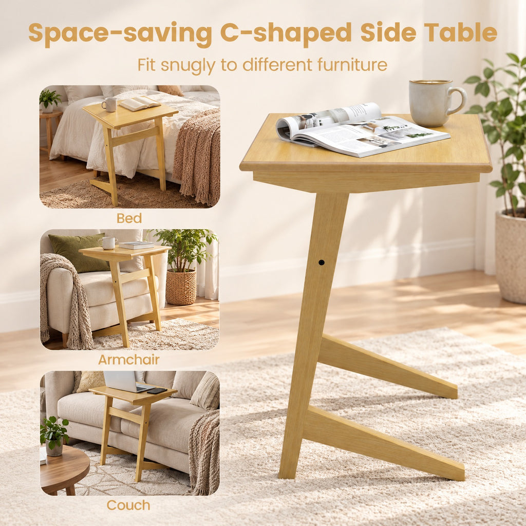 Airfind 1 Piece Wood Sofa Side Table C, 165 lbs Capacity, Rubber Wood MDF Frame, 20 x 18 x 24.5 Footprint, Wood