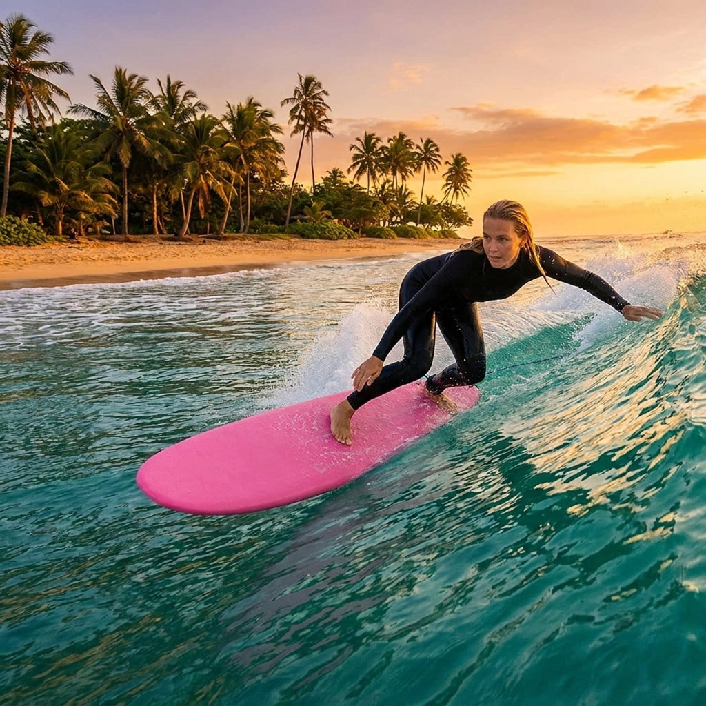 Airfind 37 Inch IXPE Bodyboard for Teens ¡ª Cool-Touch Deck, EPS Core, HDPE Slick Bottom, Crescent Tail, Coiled Wrist Leash Included (Pink)