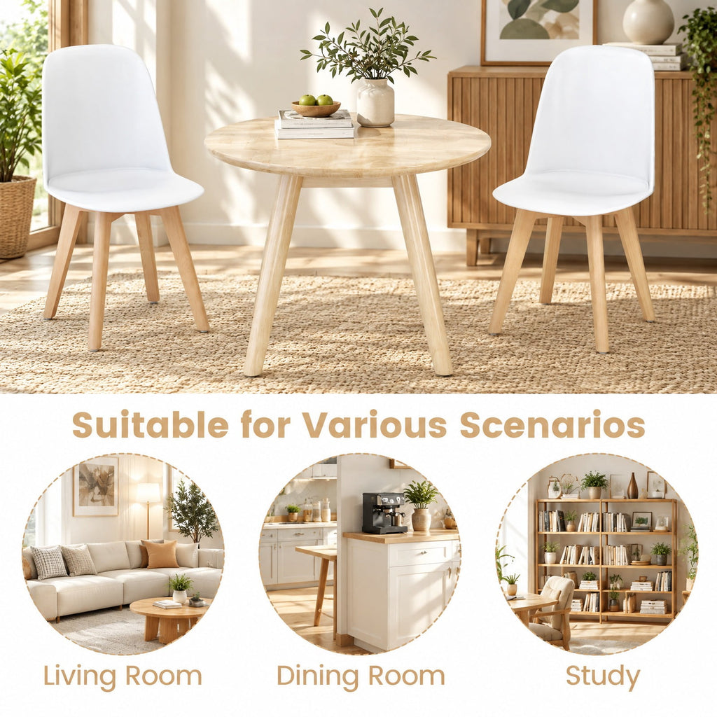 Airfind Modern Dining Chair Set of 2 with Solid Beech Wood Legs and Tilt Backrest, 330 lbs Capacity, PP Beech Wood Frame, White