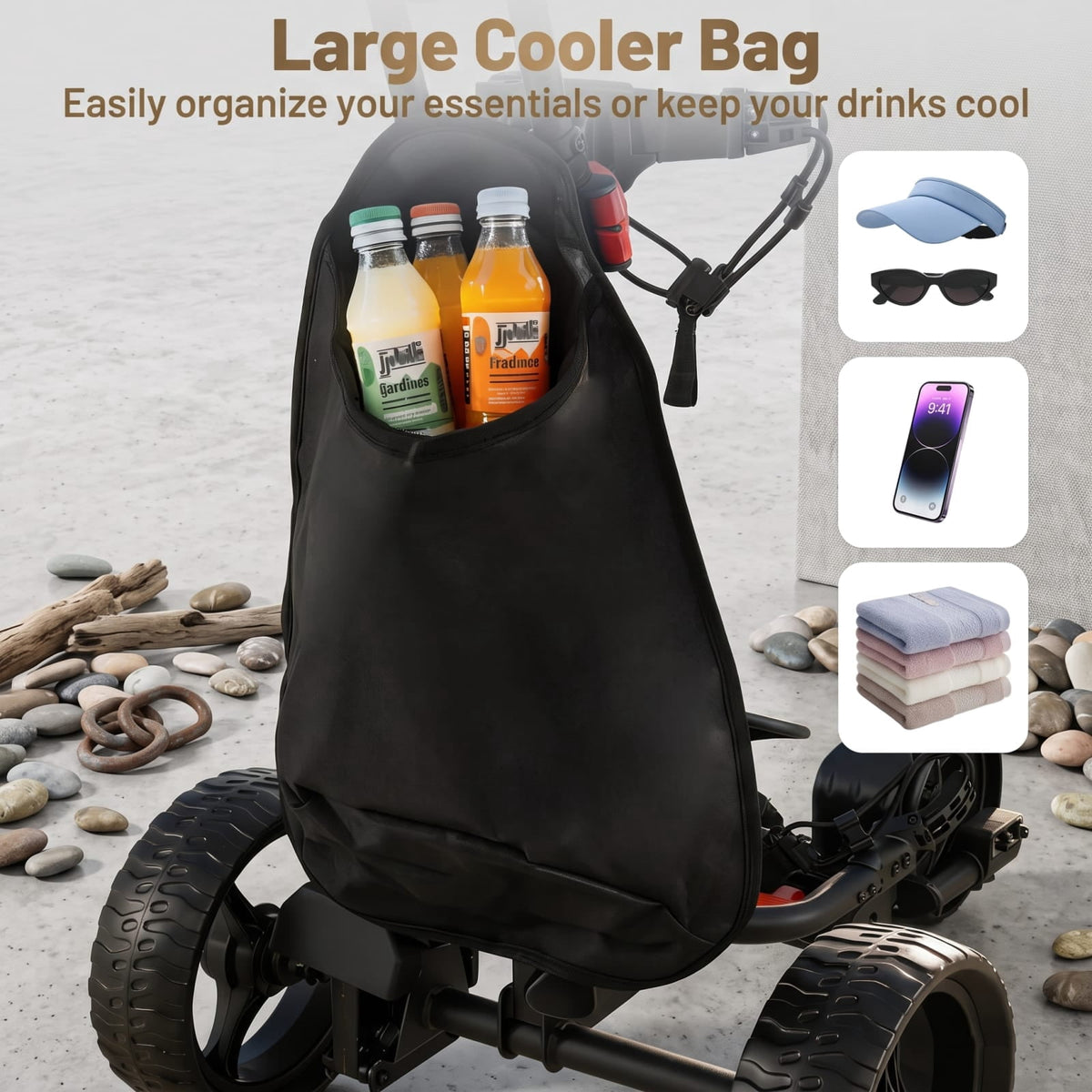 Airfind 3 Wheel Electric Golf Bag Cart with Adjustable Handle and 9 Speed Settings and USB Port for Course Walking, Black
