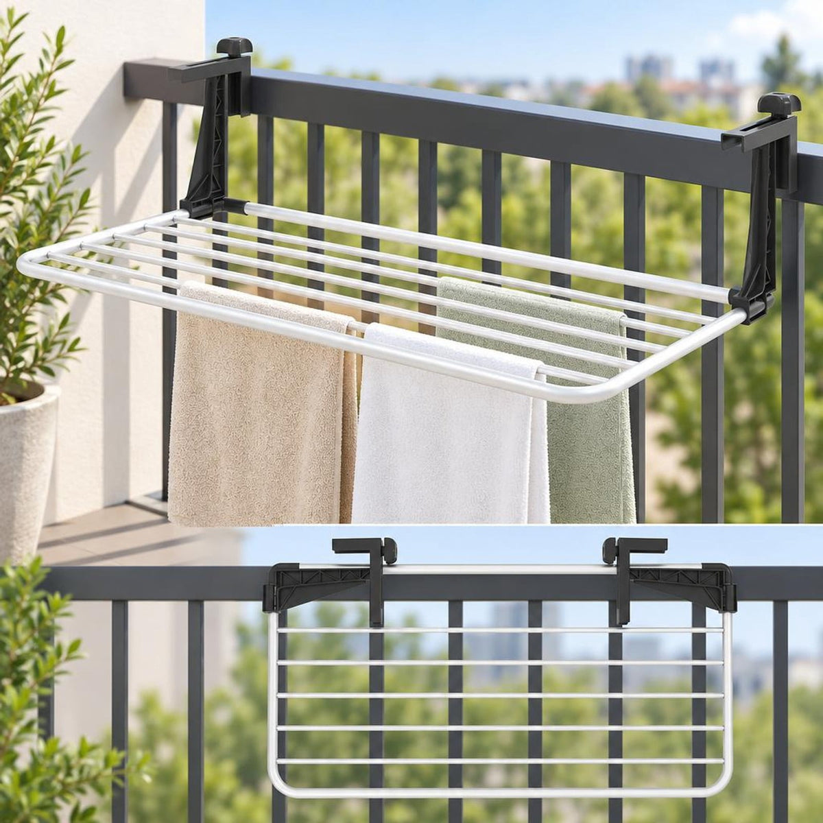 Airfind Portable Clothes Drying Rack Aluminum Towel Rack with Adjustable and Foldable Brackets, Aluminum Plastic Frame, 31 × 17 × 9 Footprint