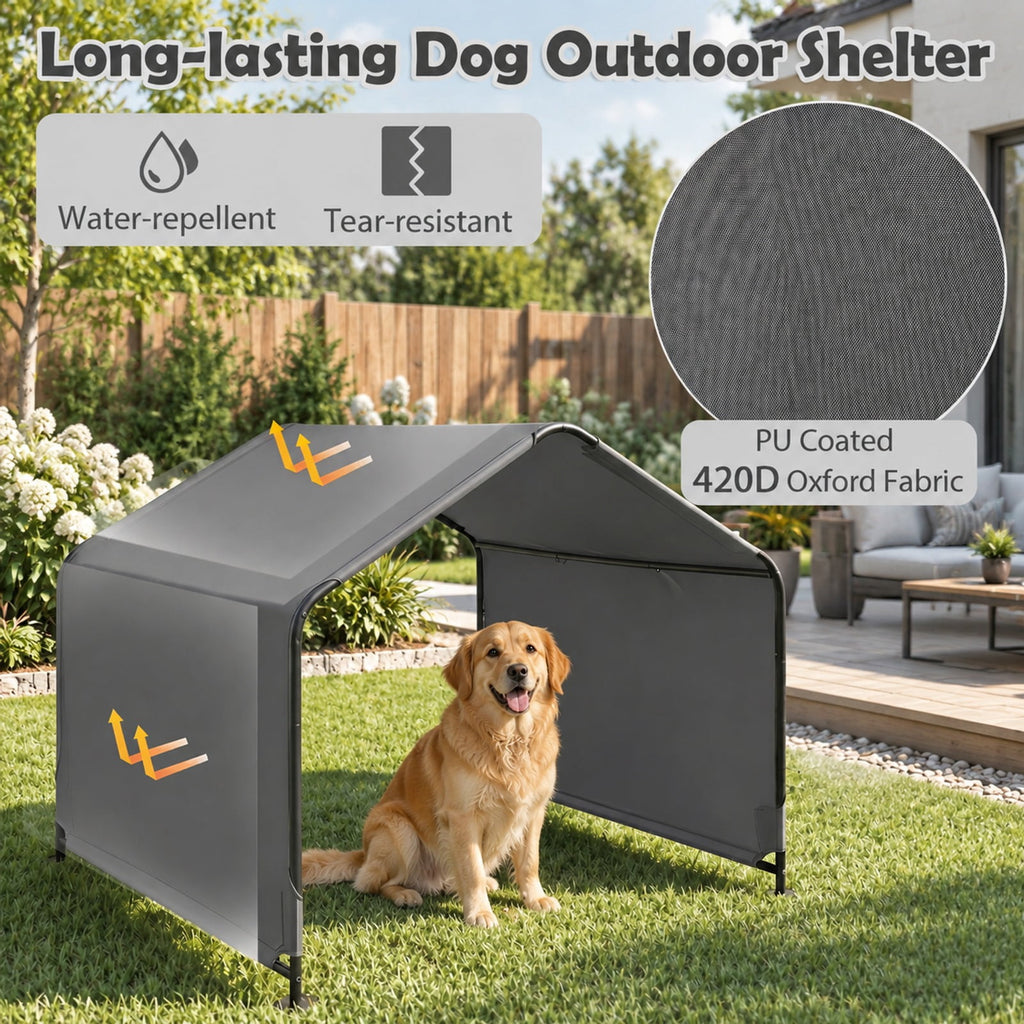 Airfind Outdoor Dog Shade Shelter with reliable Roof and Ground Stakes for Deck, 420D Oxford Fabric Metal, 51 Inch x 46.5 Inch x 42.5 Inch