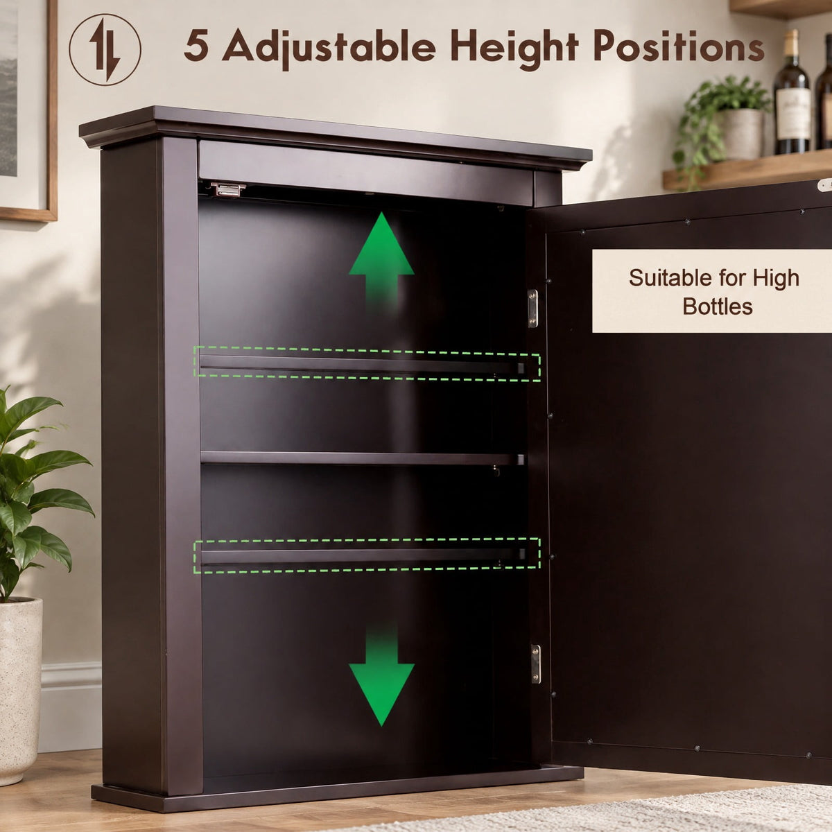 Airfind Bathroom Wall Mounted Storage Mirror Medicine Cabinet, 11 lbs Capacity, MDF and glass Frame, 22 x 6 x 27.5 Footprint, Brown