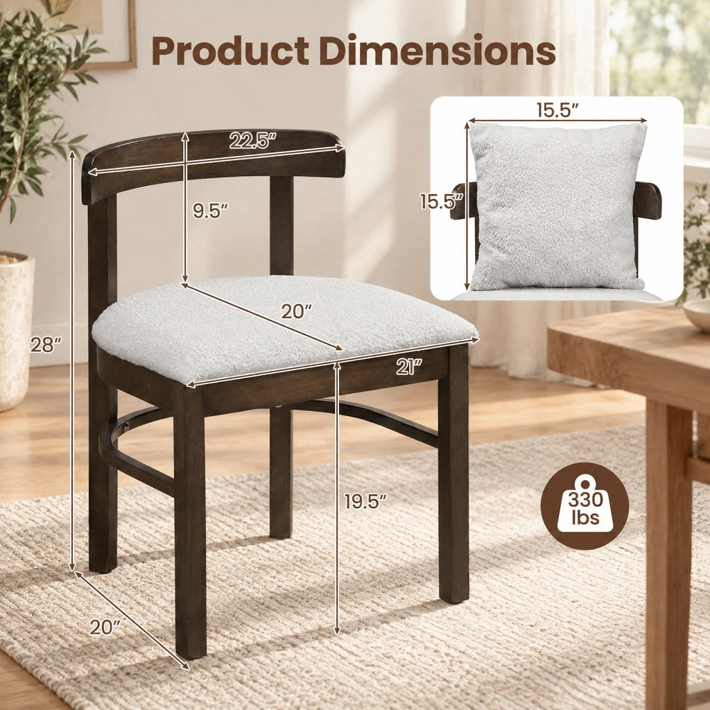 Airfind Fabric Upholstered Wood Dining Chairs Set of 2 with Removable Pillow, 330 lbs Capacity, MDF Sponge Rubber Wood Polyester Frame, Gray