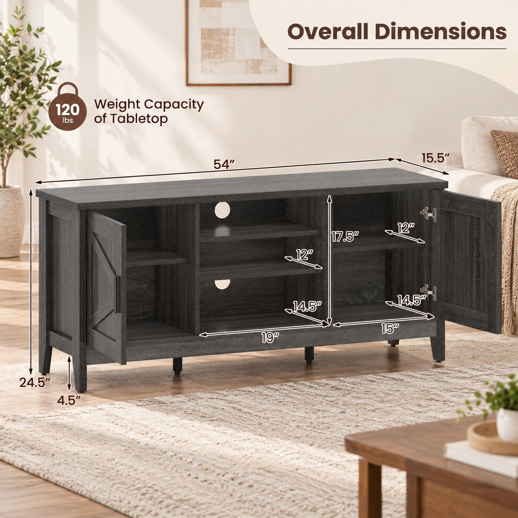 Airfind Farmhouse TV Stand for TVs up to 65 Inch Entertainment Center with 2 Storage Cabinets, 120 lbs Capacity, Engineered Wood Rubber Wood Frame