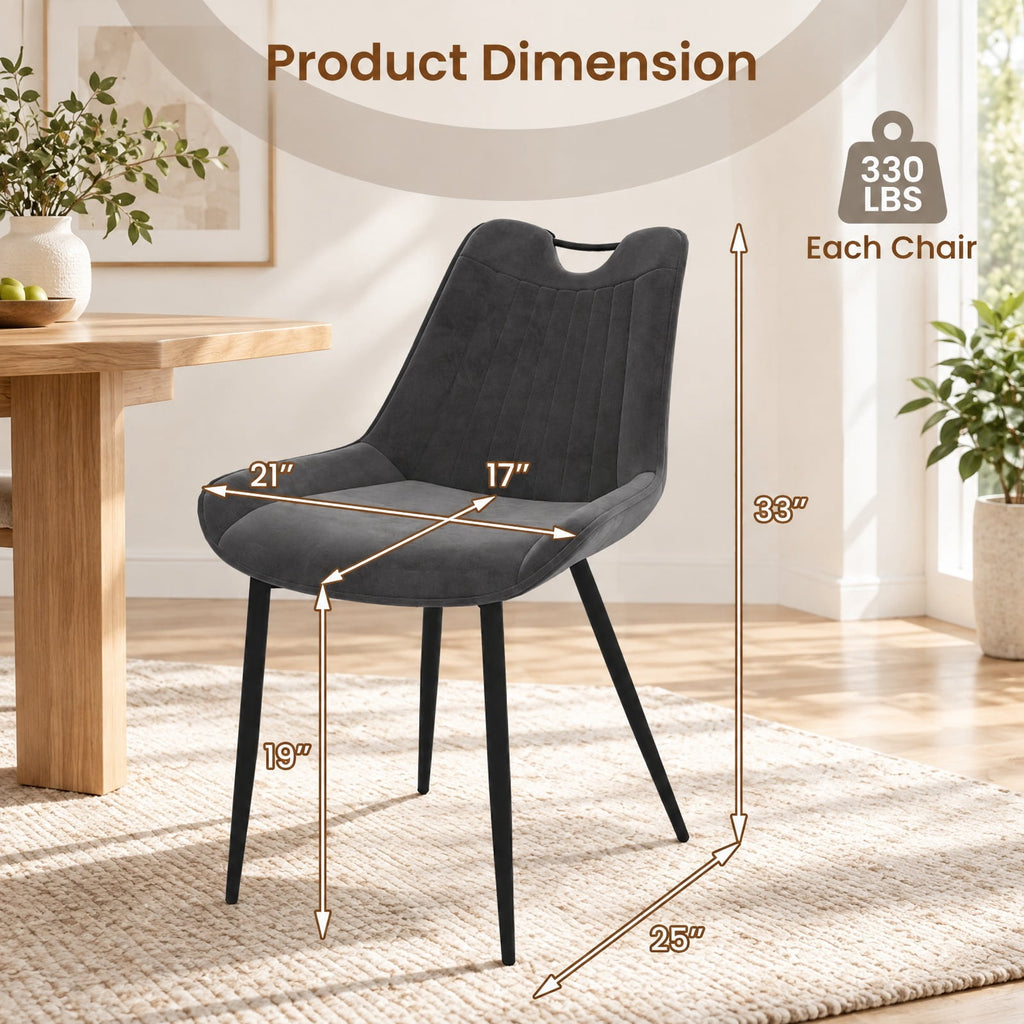 Airfind Dining Chair Set of 4 Faux Leather Upholstered Kitchen Chairs with Metal Legs, 330 lbs Capacity, PU Leather Sponge Metal GR/TU Frame, Gray